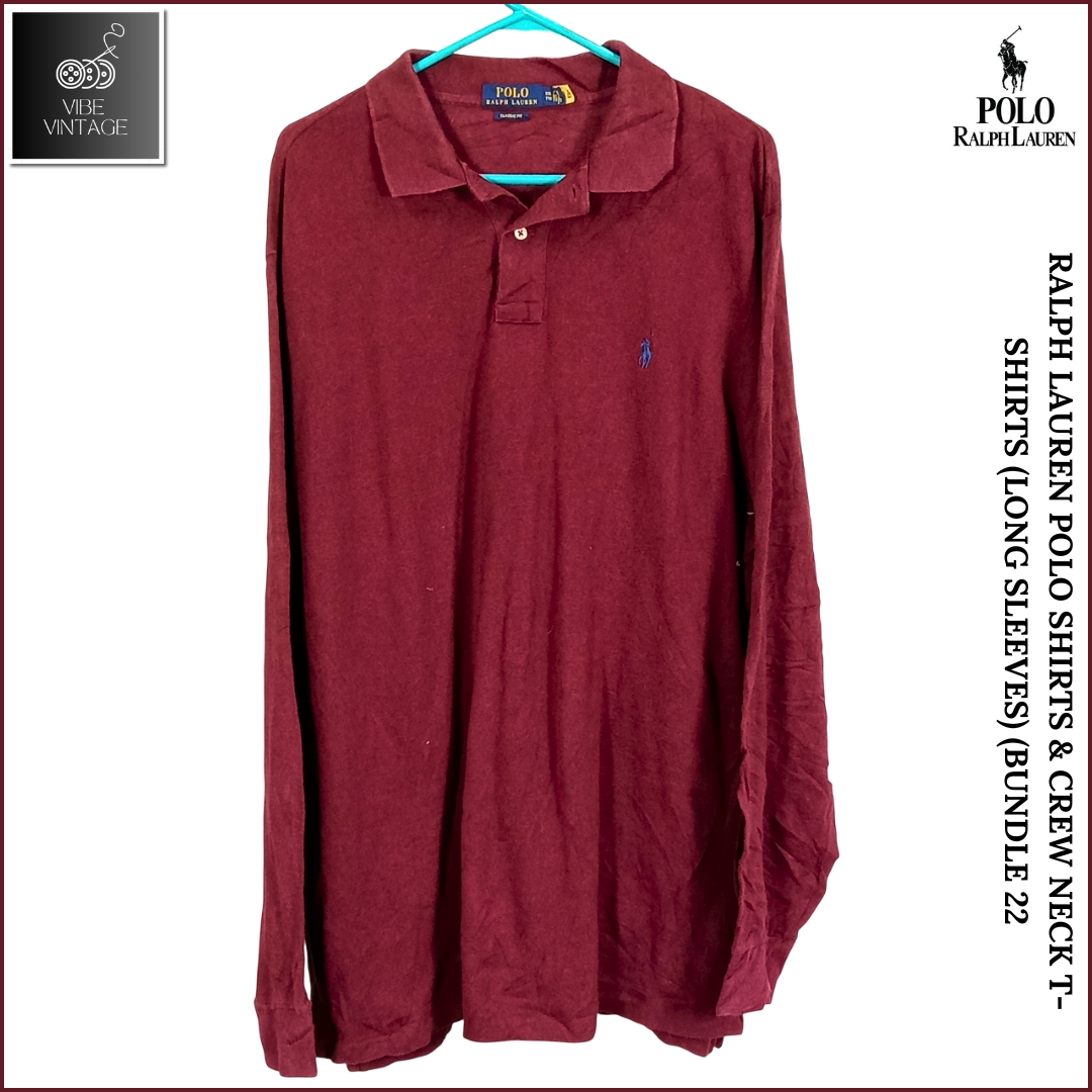 LOT DE 22 CHEMISES POLO RALPH LAUREN ET T-SHIRTS À COL ROND (À MANCHES LONGUES)