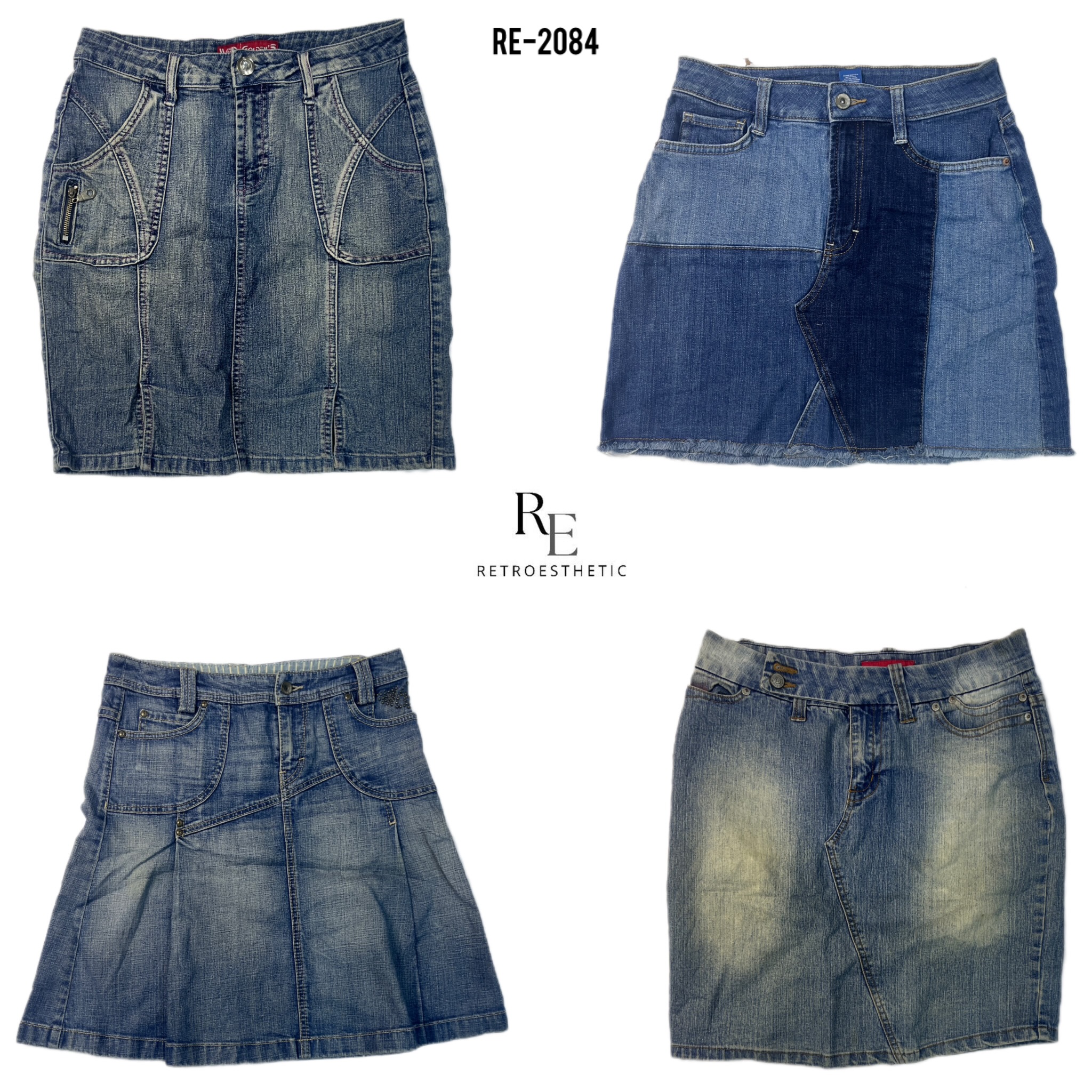 Y2K Cyber Girl Era Denim Midi Skirts (RE-2084)
