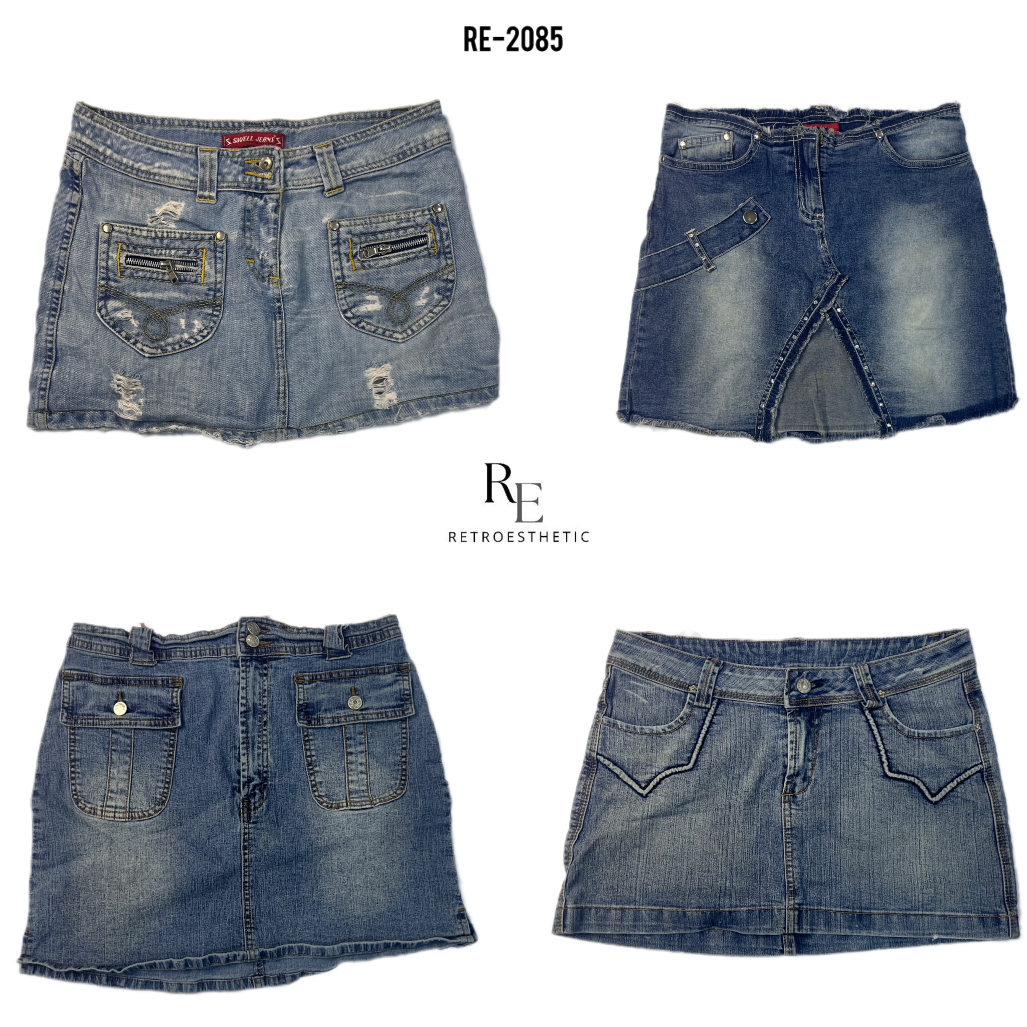 Y2K Cyber Girl Era Denim Mini Skirts (RE-2085)