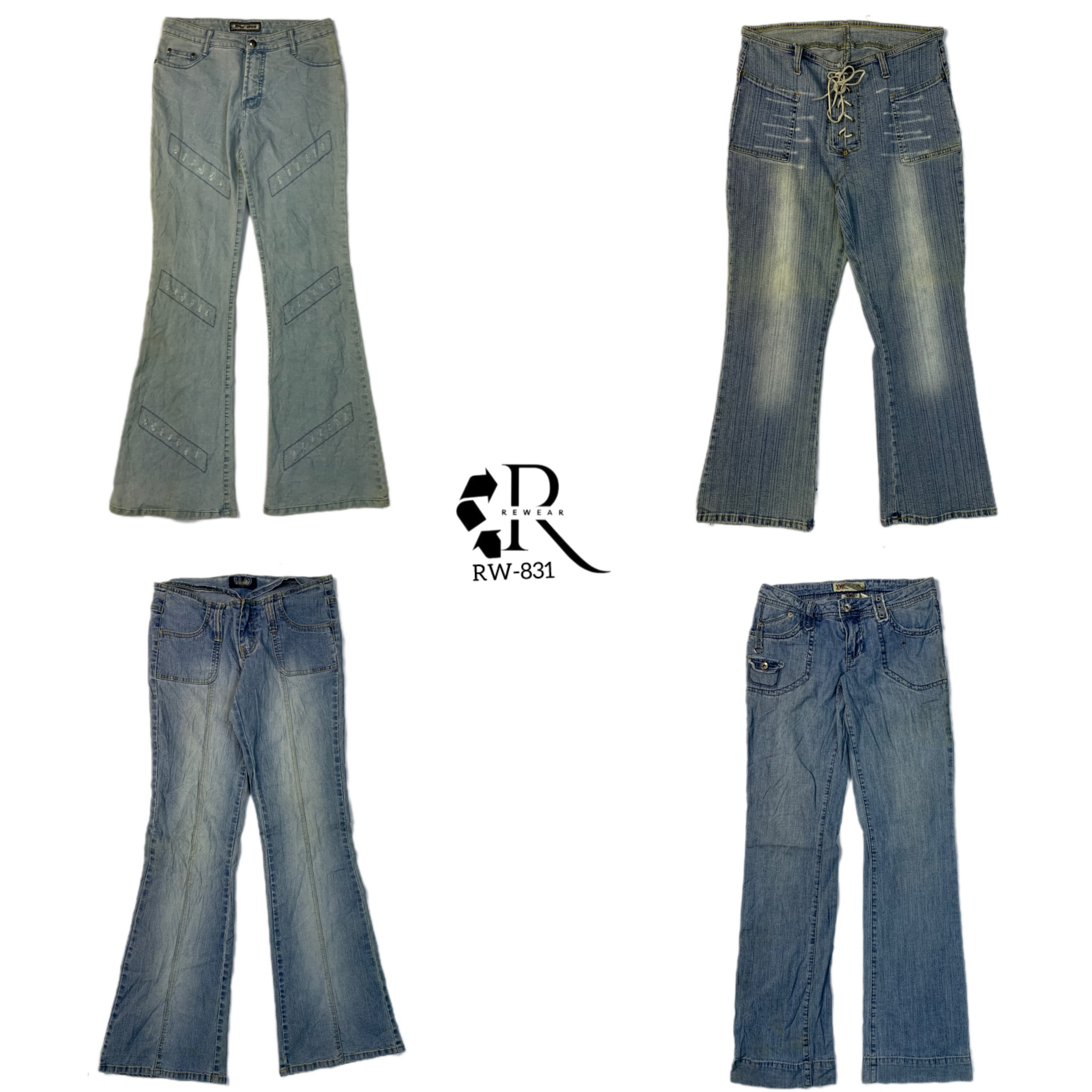 Jeans in denim a fiamma unica Y2K (RW-831)