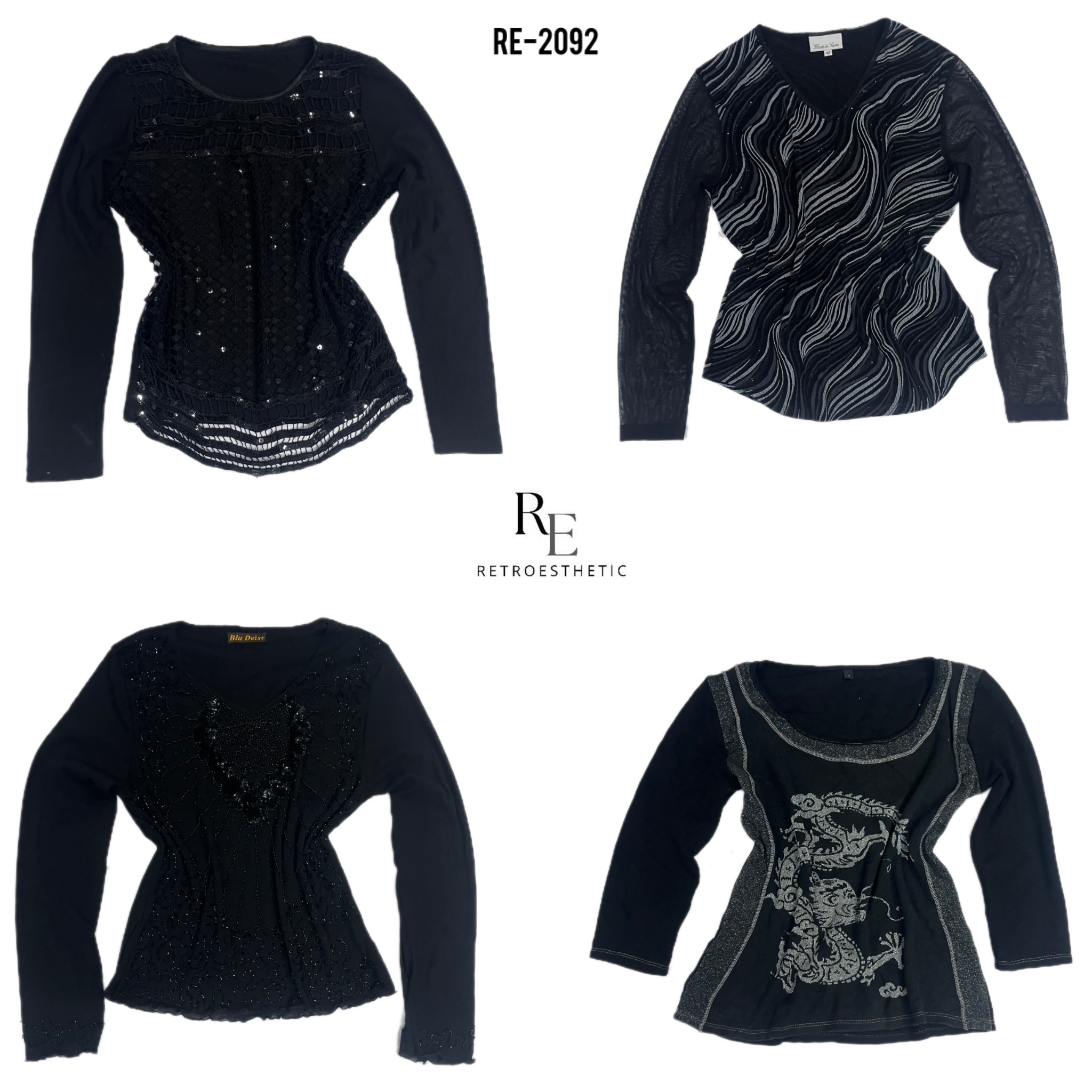 Y2K Black Gothic Full Selvees Tops (RE-2092)