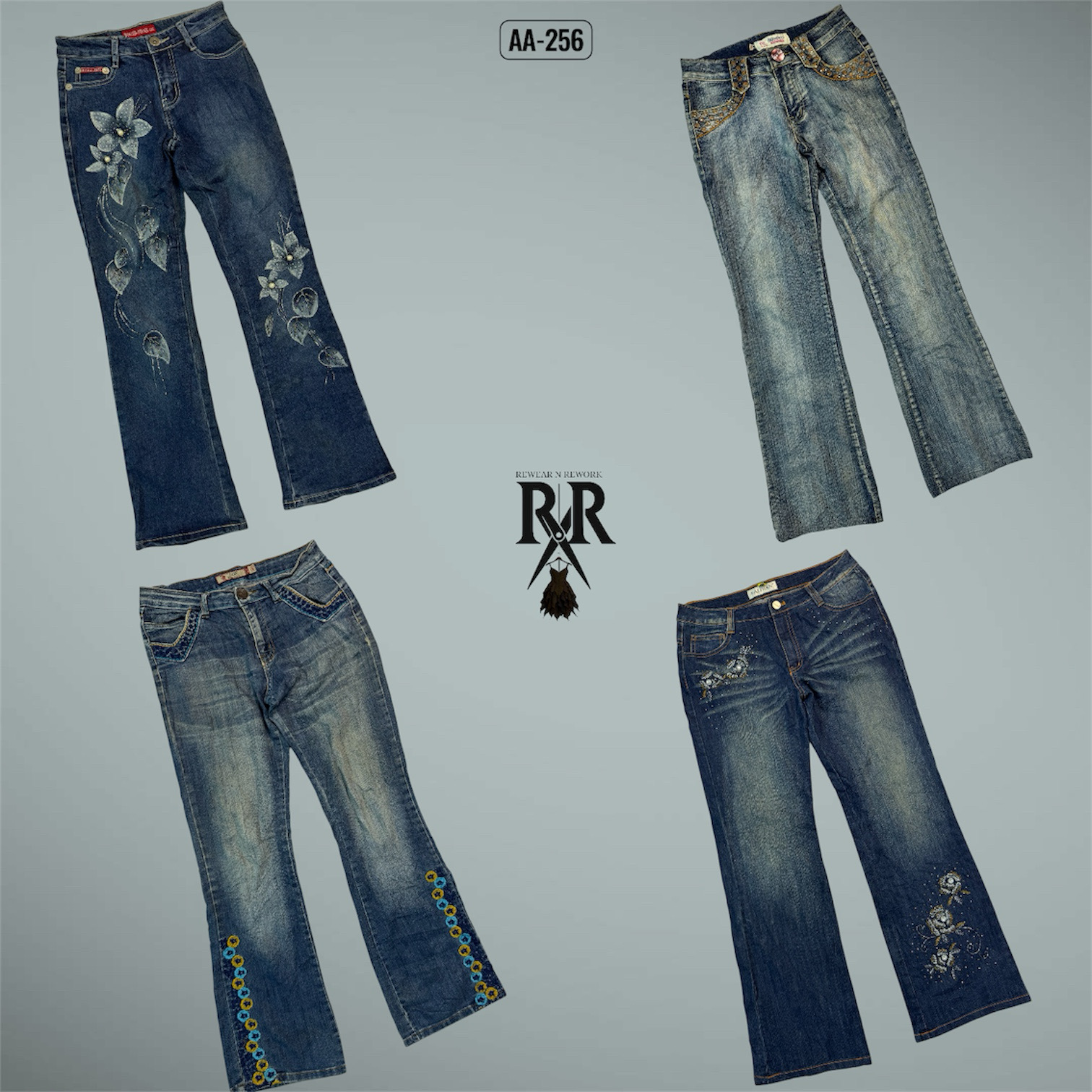 Y2K The Unique Embroidery Denim Jeans (AA-256)