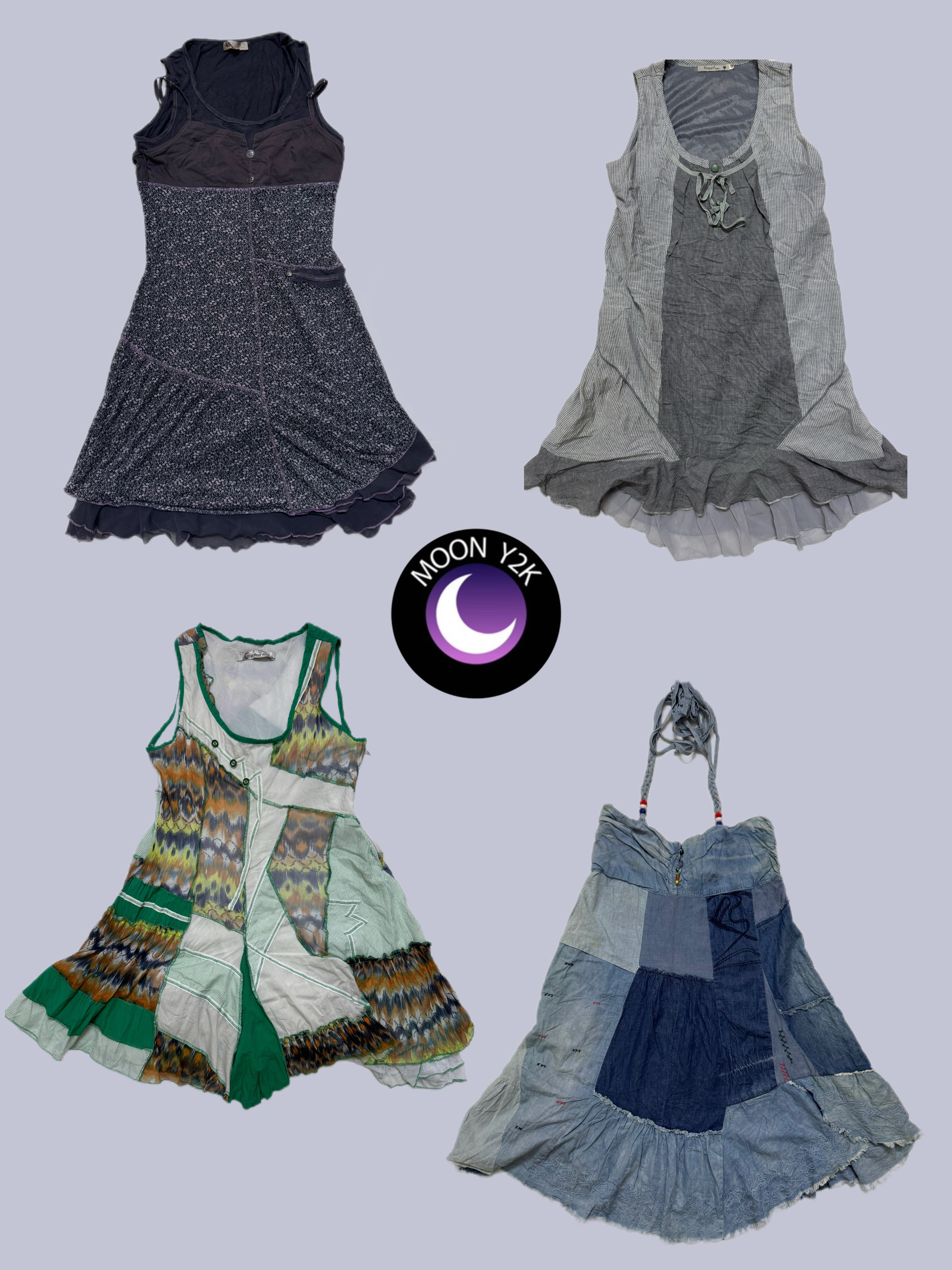 Y2K soft girl boho dresses ft desigual  (M-656)