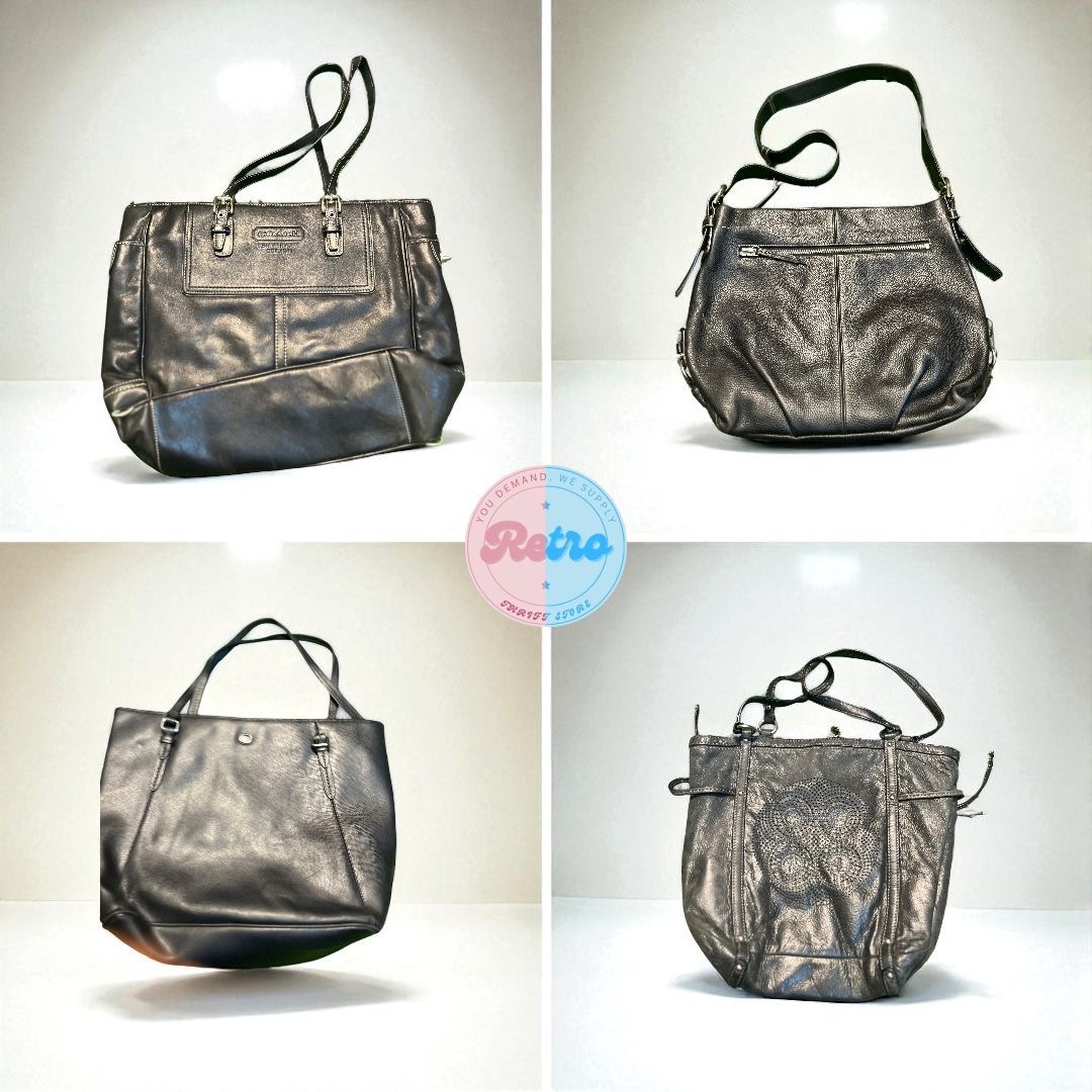 Coach Black & Metallic Leather Tote Bags – 14 Pcs