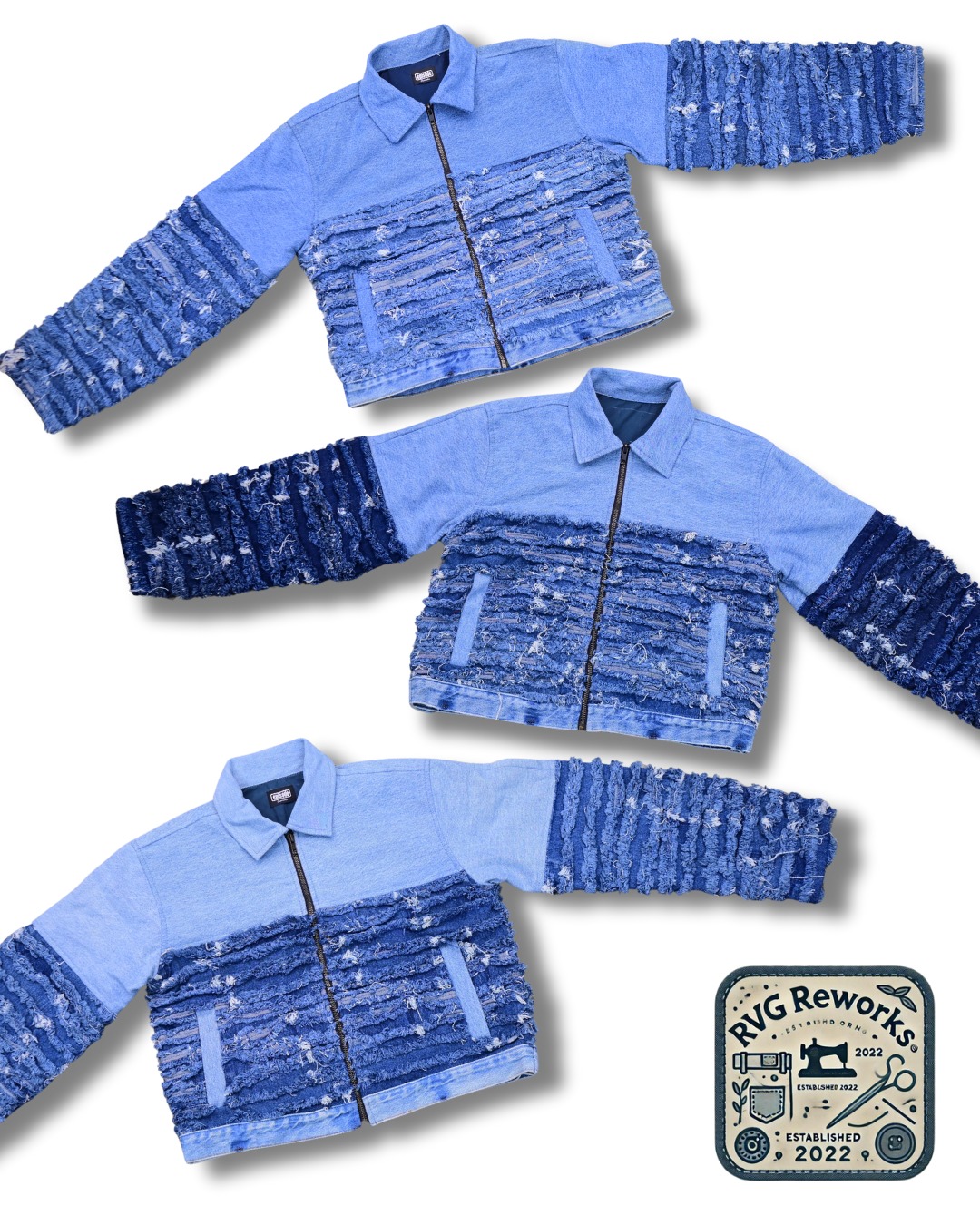 Upcycled Denim Fringe Jacket