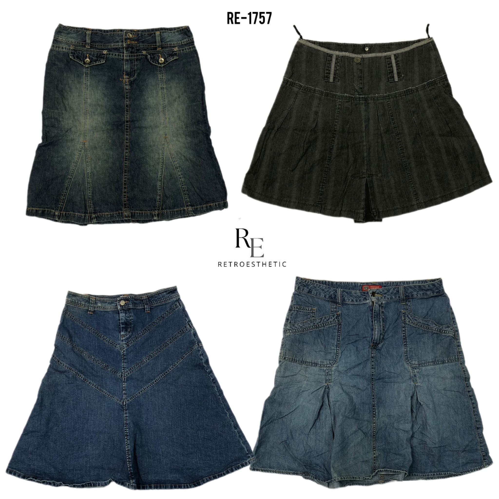 Jupe midi en denim Y2K IT Girl (RE-1757)