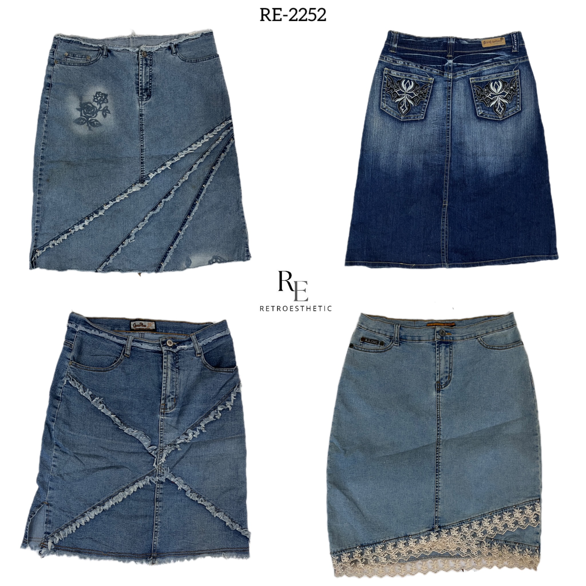 Y2K Britney Era Denim Midi Skirts (RE-2252)