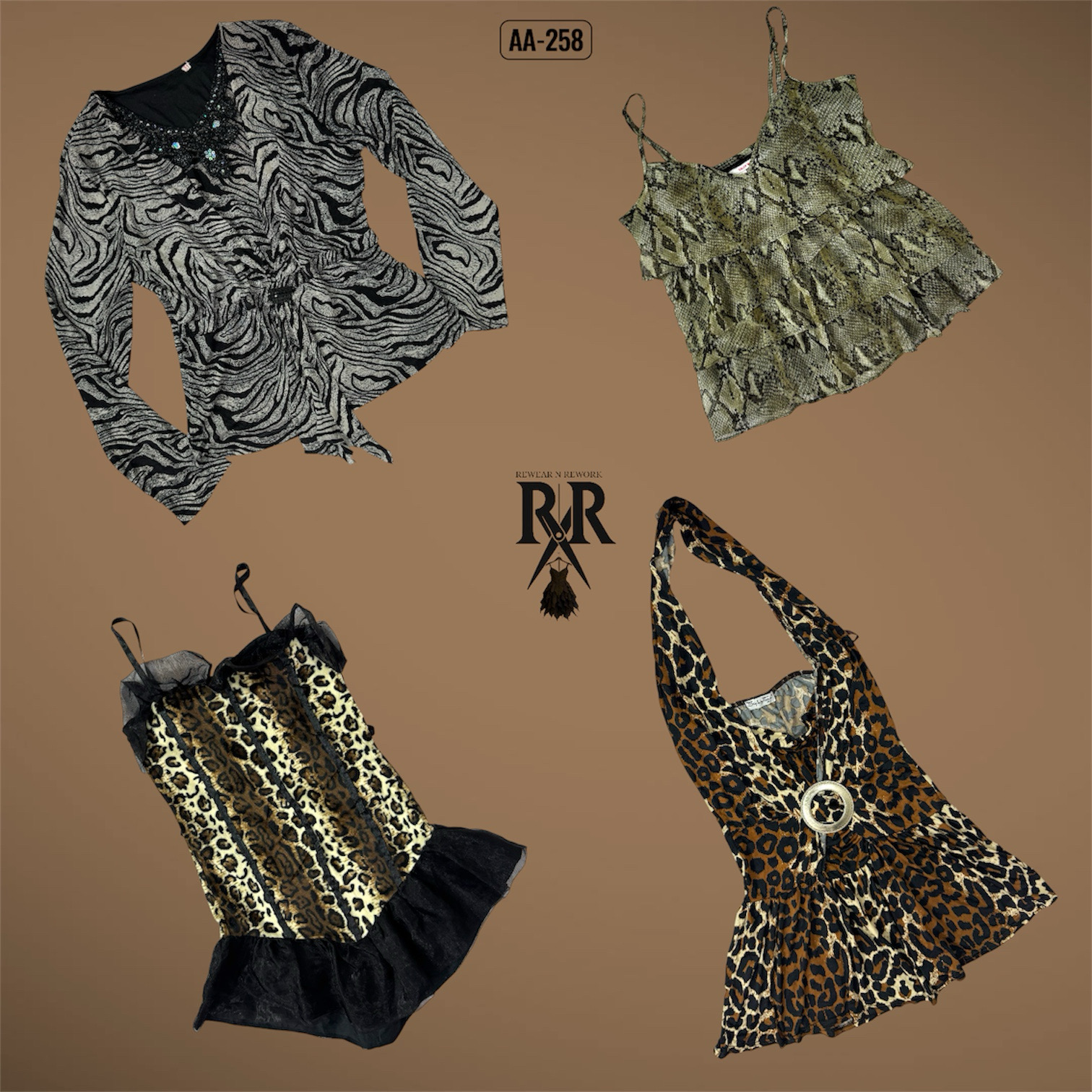 Y2K The Animal Printed Mix Tops (AA-258)