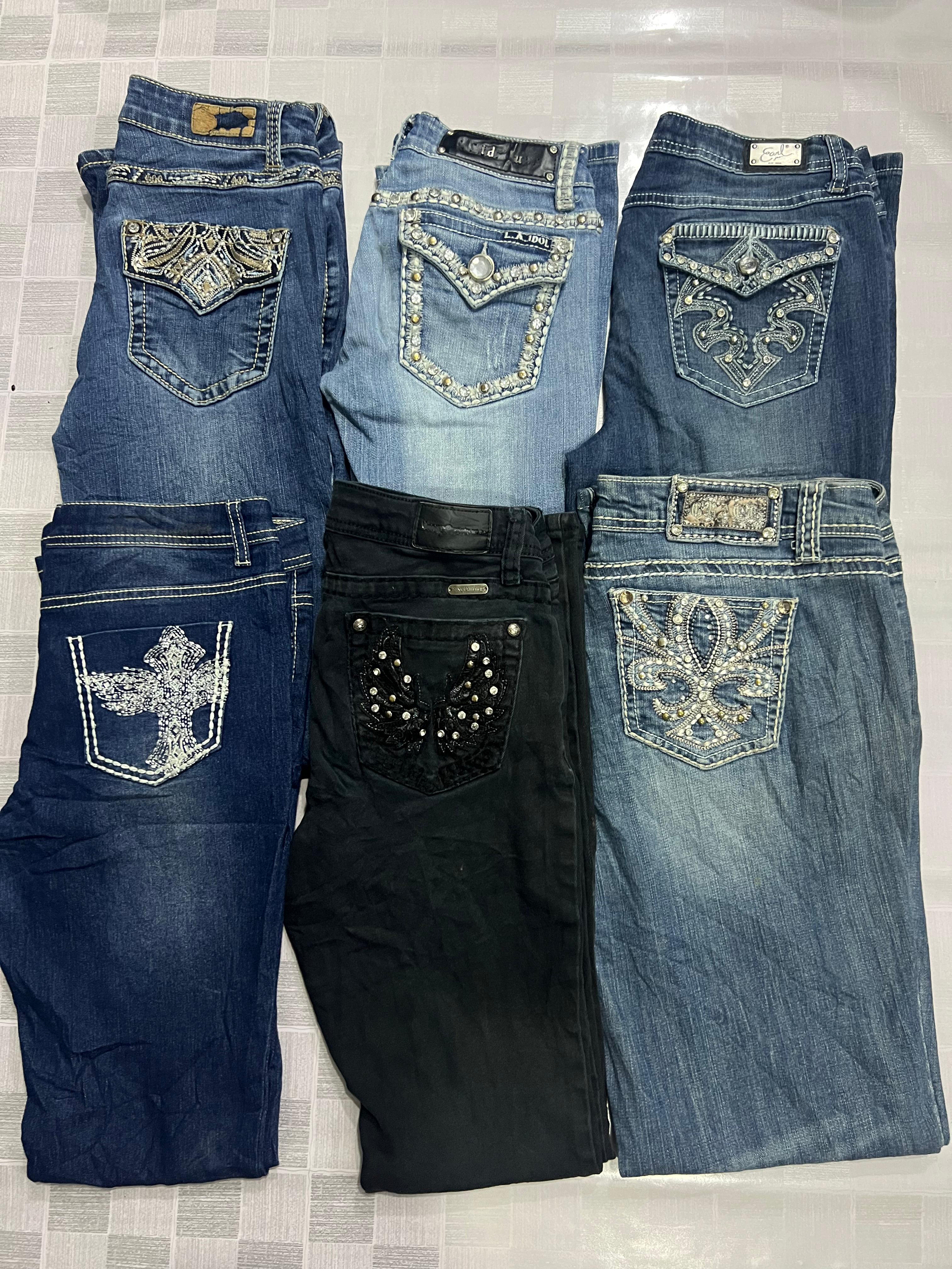 R149 Pantalons évasés ornés Y2k pour femmes