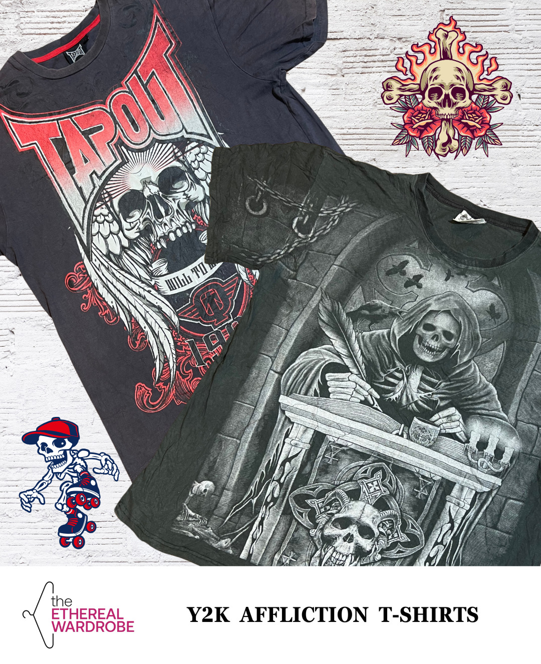 プレミアムアフリクション / Y2KスタイルTシャツ、TAPOUTを含む