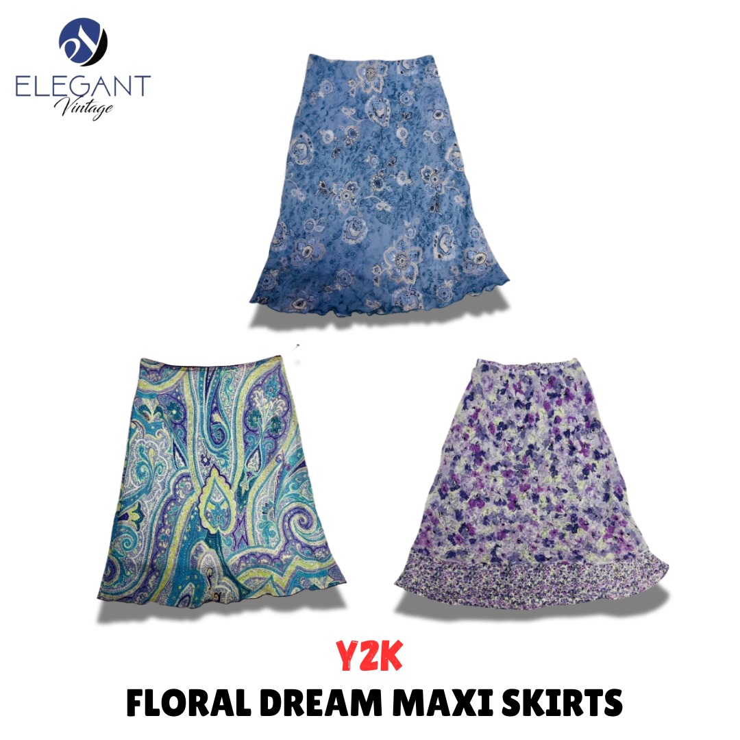 Y2K Floral Dream Maxi Skirts - EV01007