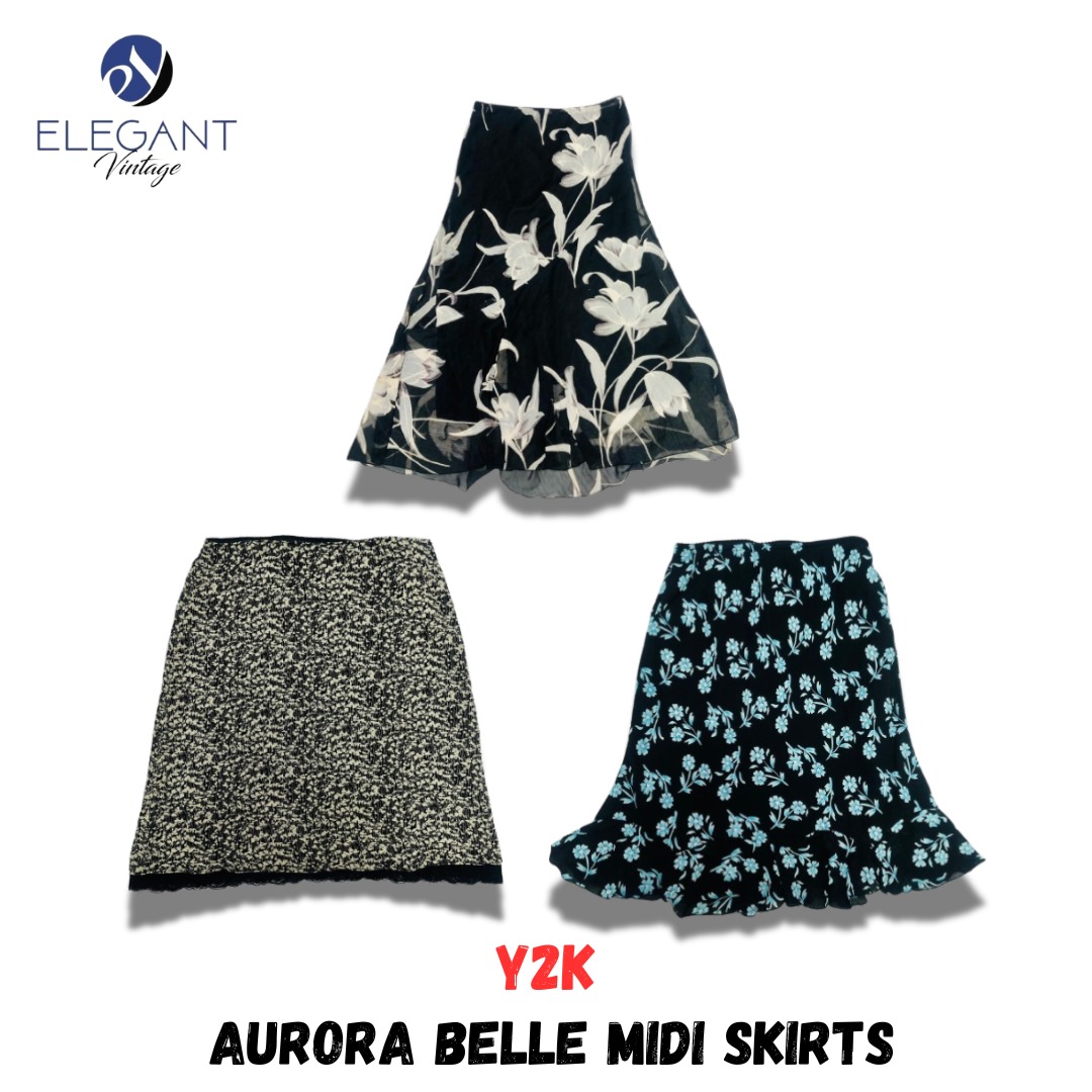 Y2K Aurora Belle Midi Skirts - EV01014