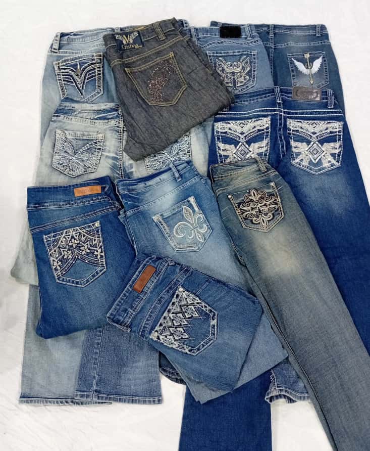IQ0829 Y2K Millennium Glow Flare Jeans