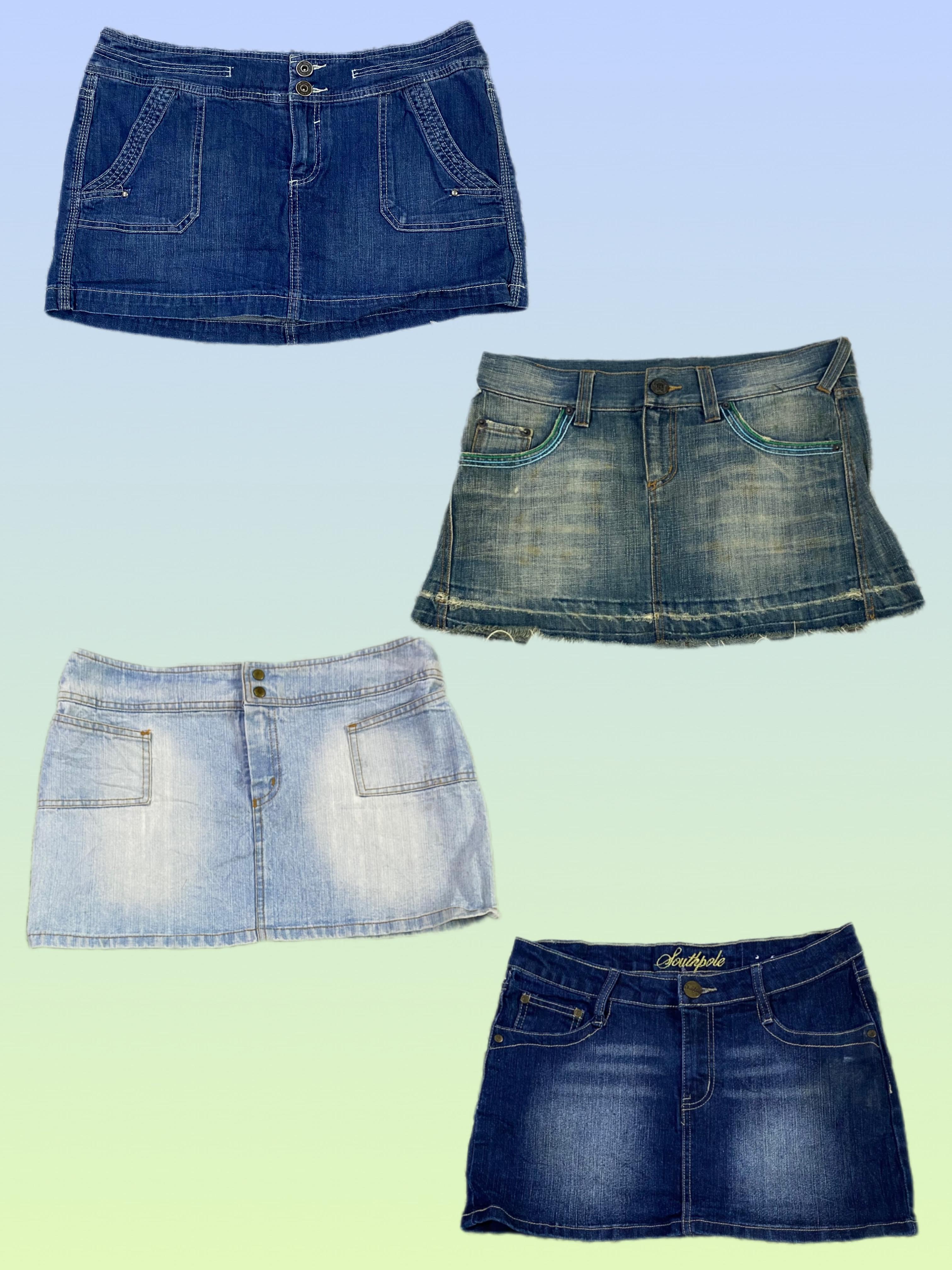 Y2K Denim Mini Skirt Bundle | Retro Chic Low Rise Jean Skirts (TS -1035)