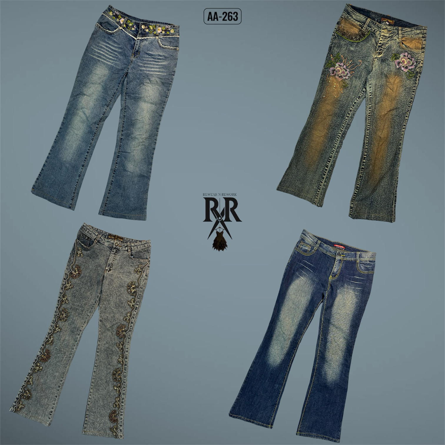 Y2K Unique Embroidery Denim Jeans (AA-263)