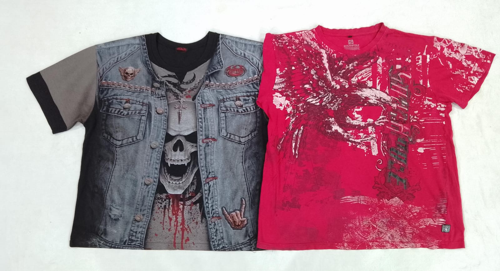 CR5291 ヴィンテージクラシックロック＆スカルグラフィックTシャツ