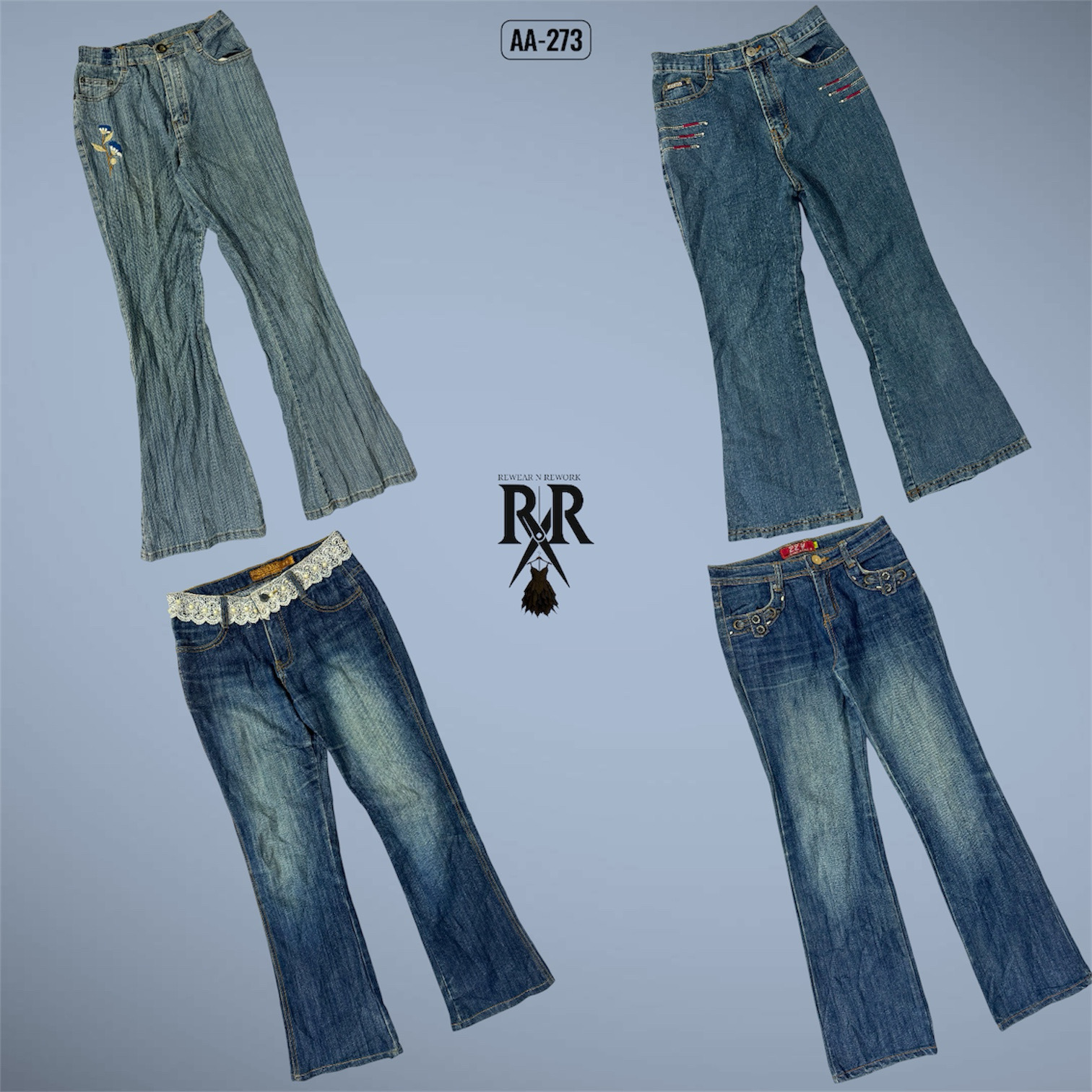 Y2K IT Girl Unique Mix Denim Jeans (AA-273)