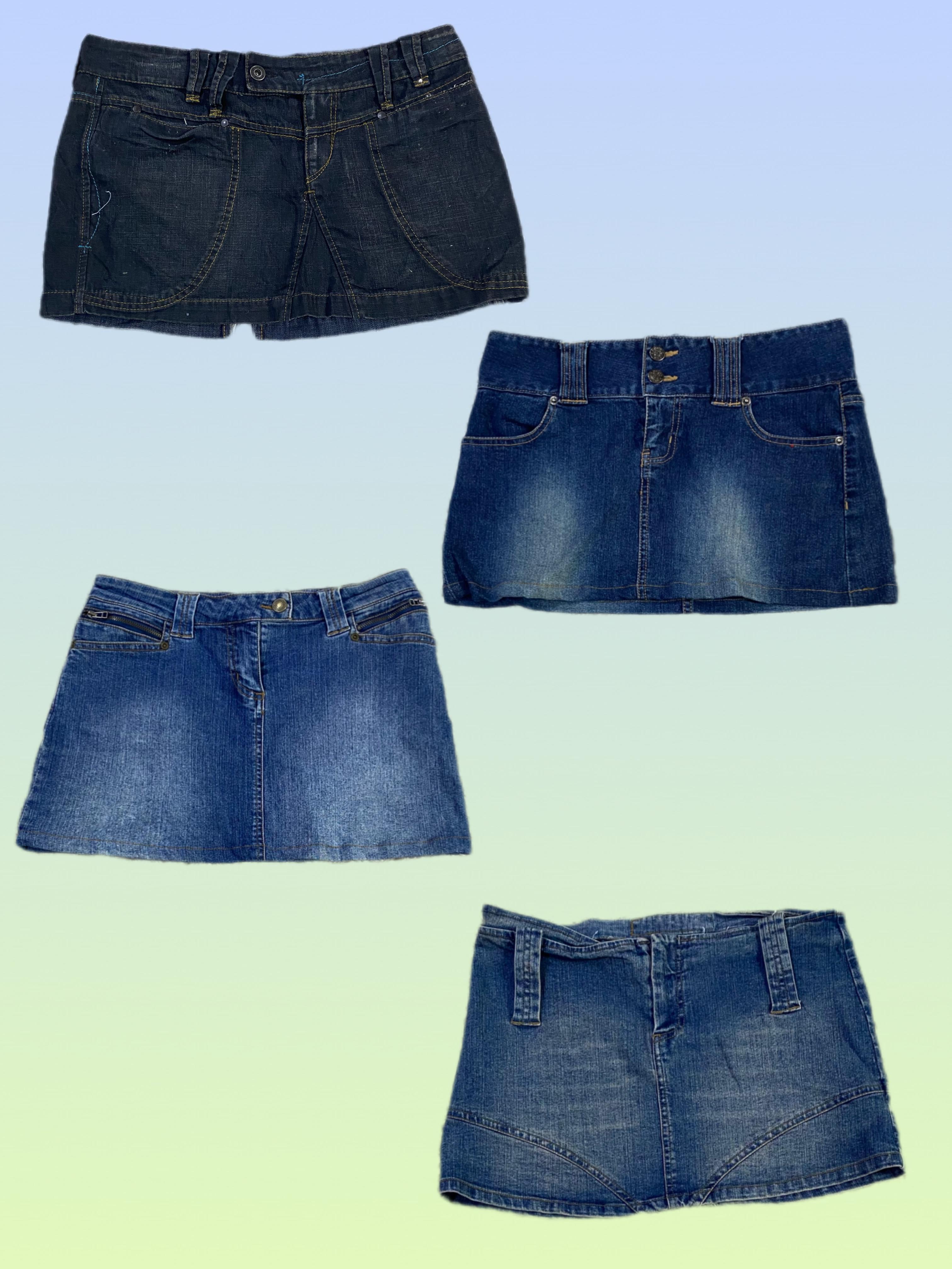 Saia Mini Jeans Baixa Vintage Y2K (Ts-1037)