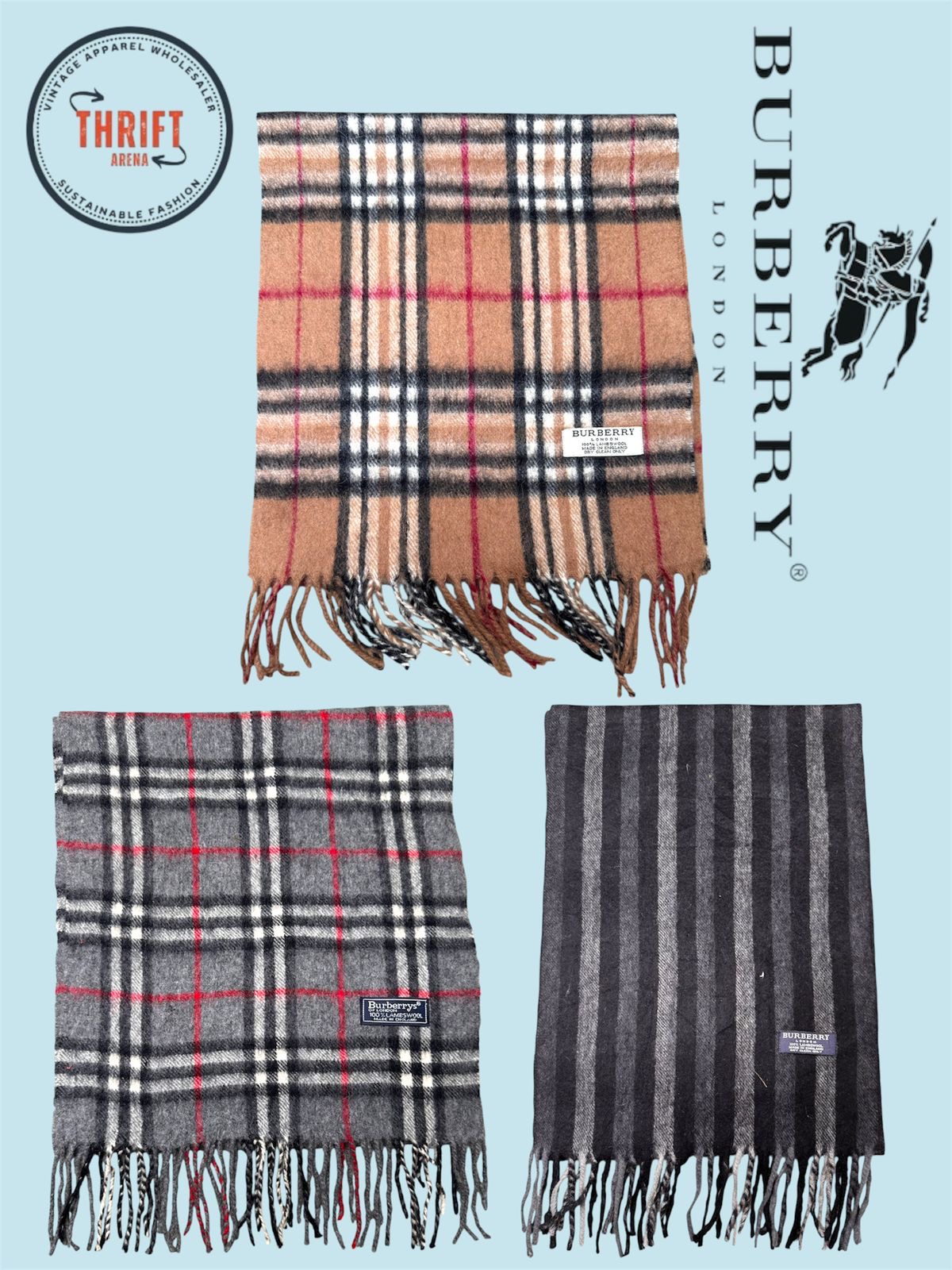 T1701 バーバリー スカーフ 🧣 100% 本物のカシミヤ／ウール