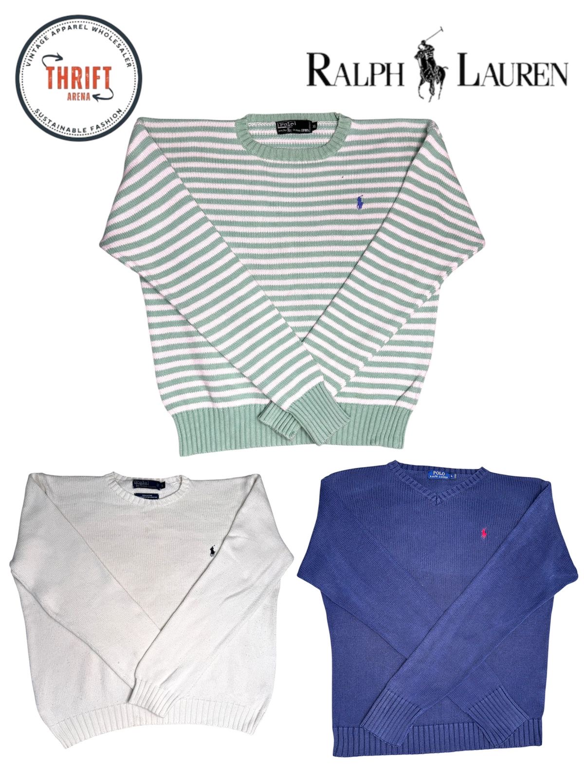 T1274 Ralph Lauren Heavy Knit R/N V/N Mix Sweaters
