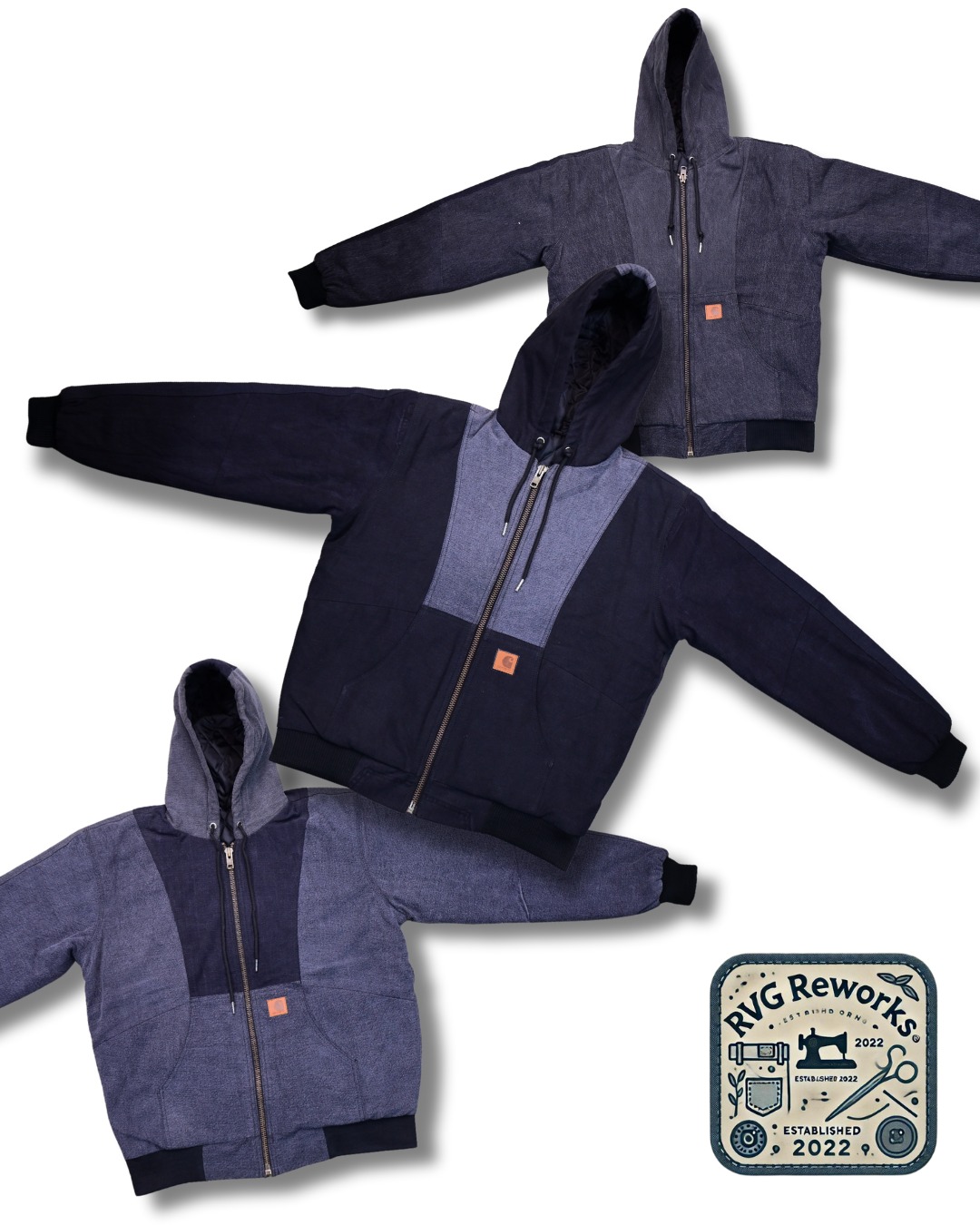 Upcycled Black Denim Hoodie