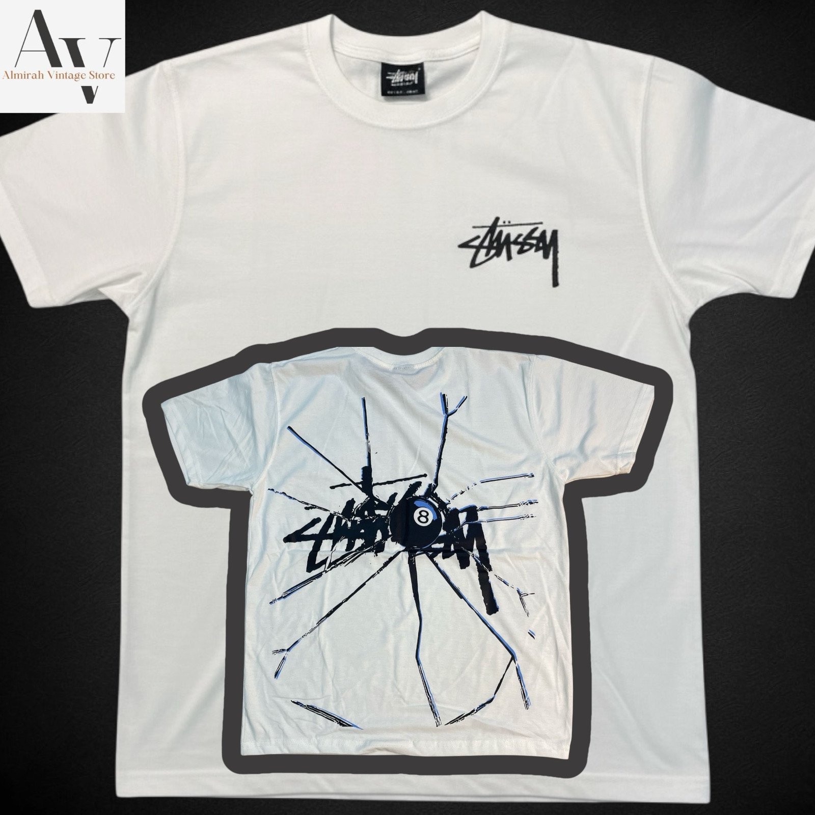 Stussy rework style Shattered white tee