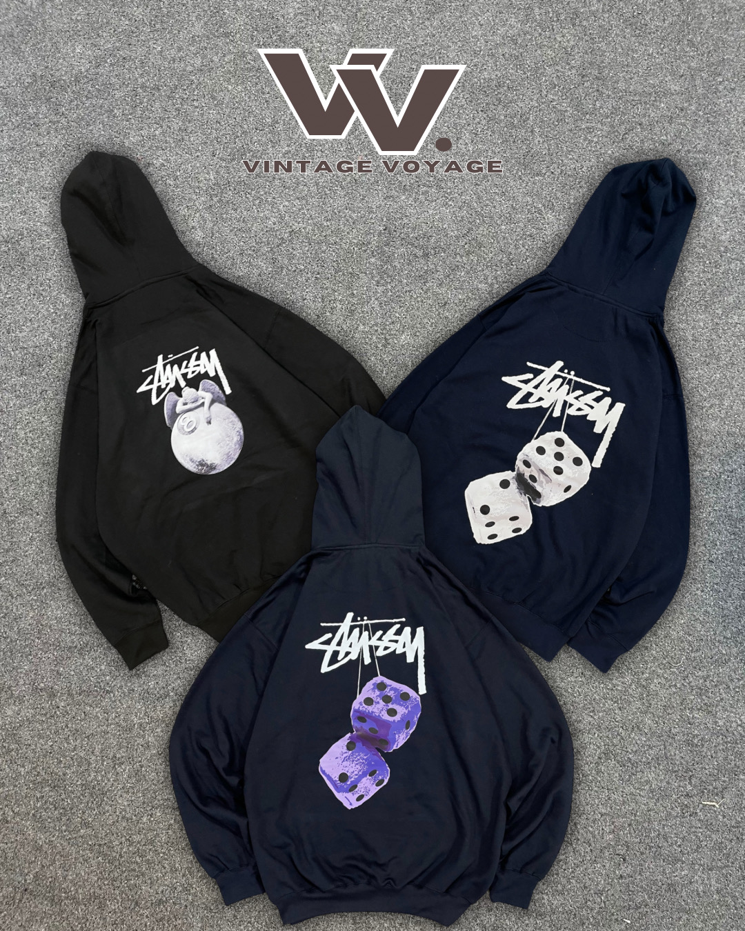 Stussyリワークスタイルプリントプルオーバーフーディー #41025