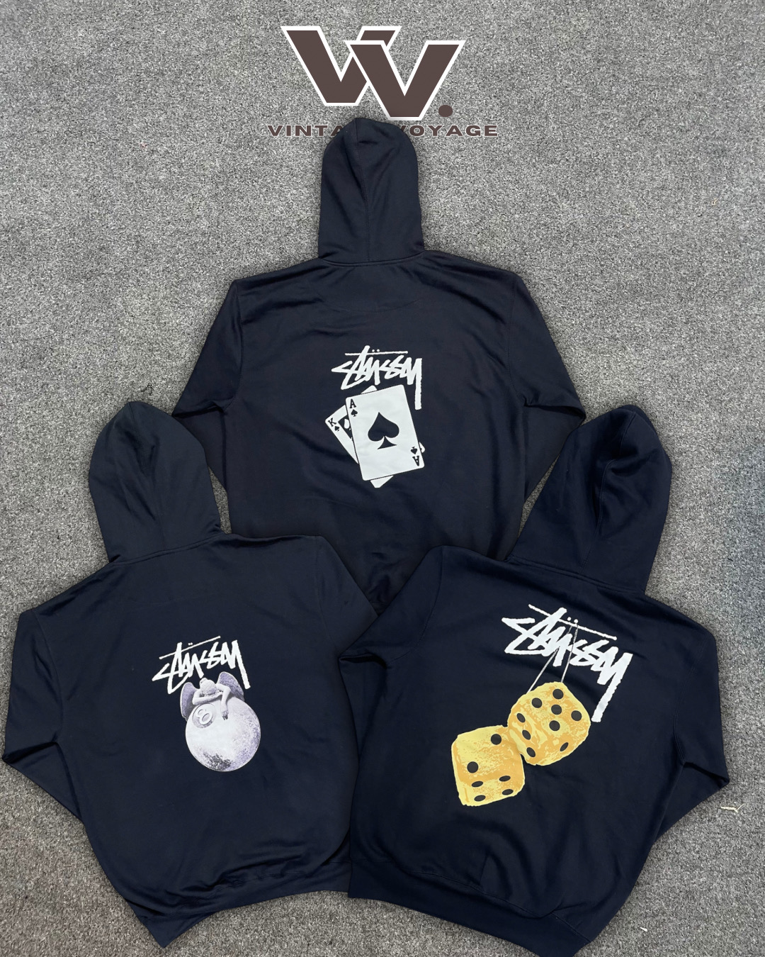 Stussyリワークスタイルプリントプルオーバーフーディー #41025