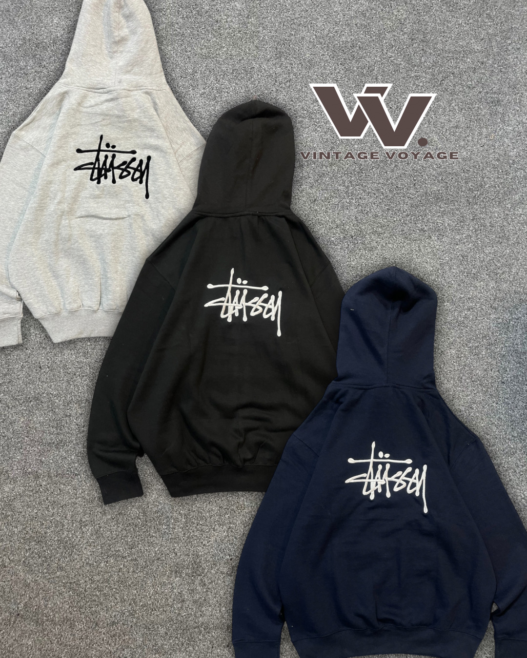 Stussy再構築スタイル刺繍プルオーバーフーディー #41025