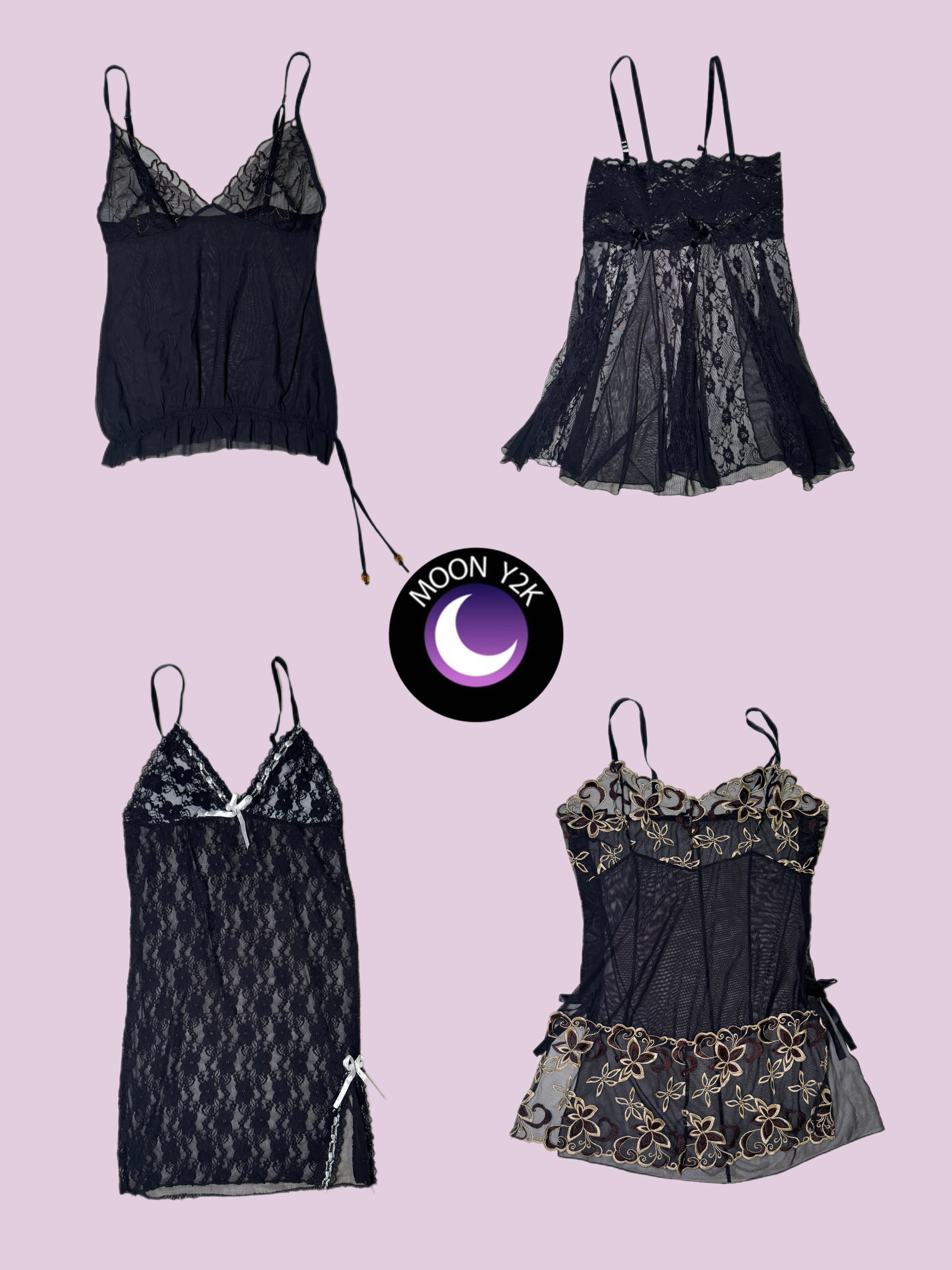 Y2K Gothic Black Sheer Tops mix (M-662)