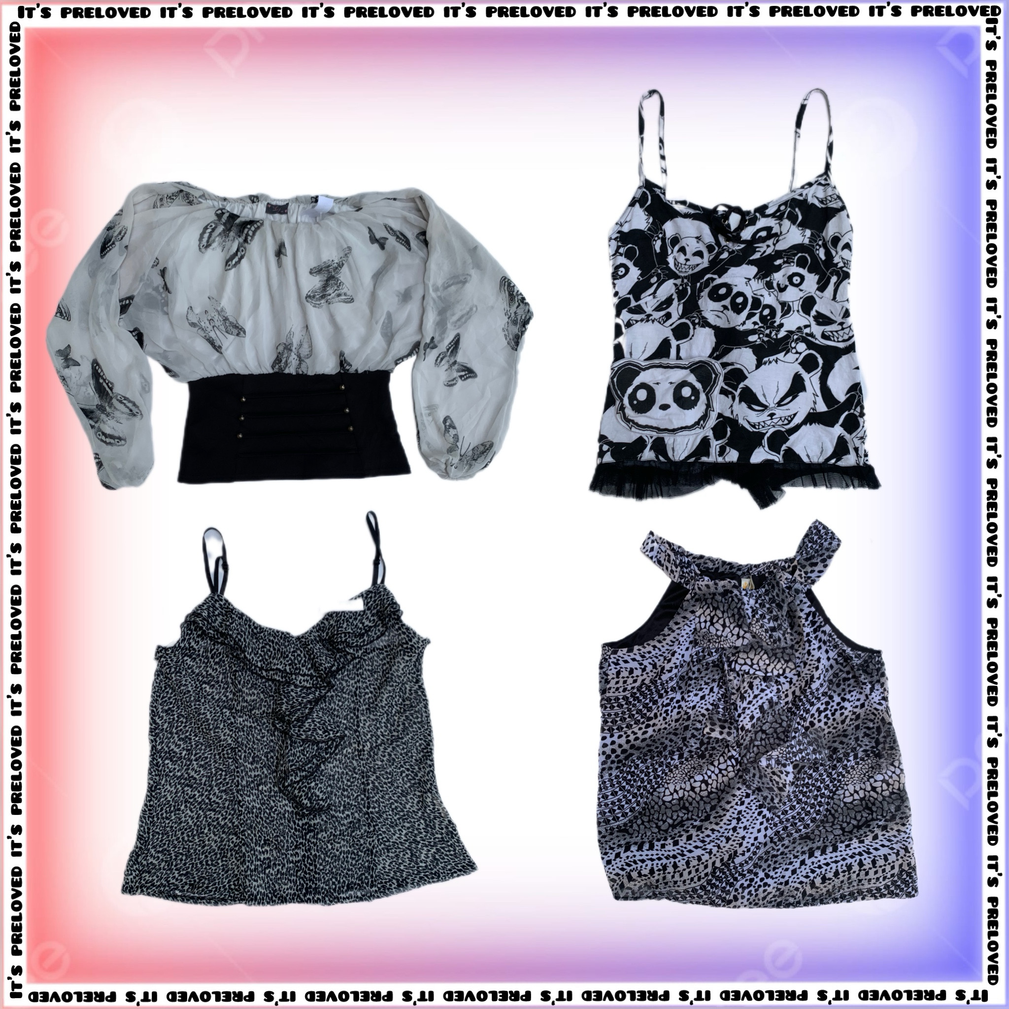 All Styles in Monochrome: Y2K Top, Dress, Skirt Mix (SS-1332)