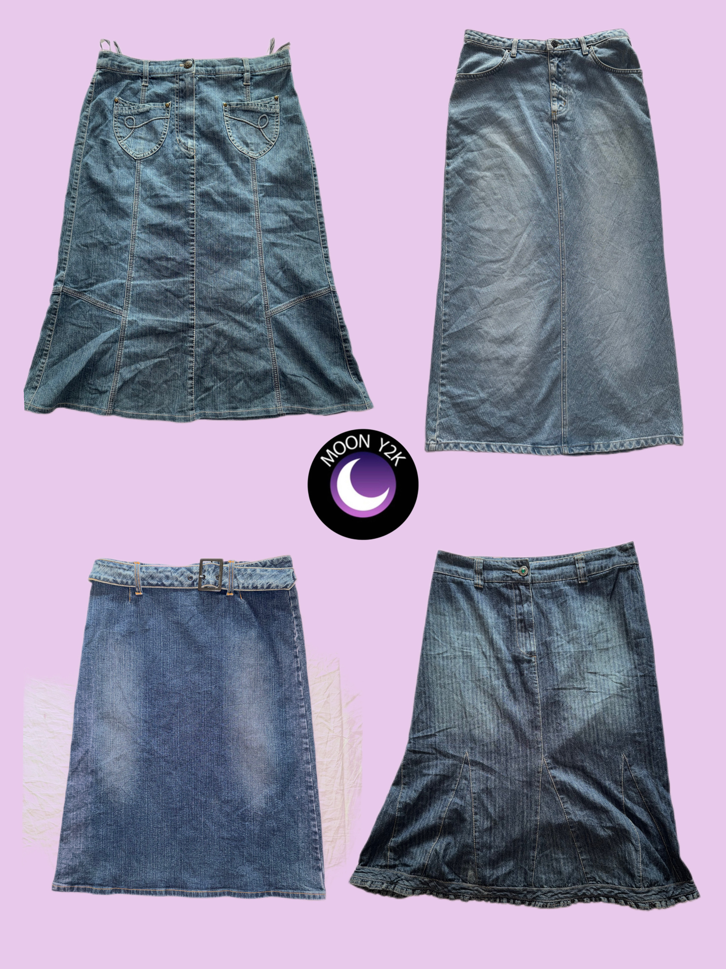 Y2K Denim Maxi Skirts (M-668)