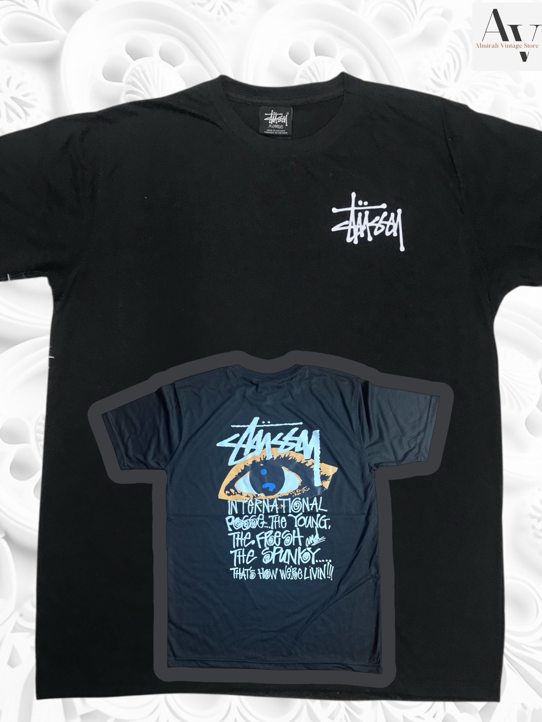 T-shirt noir Eye rework style Stussy