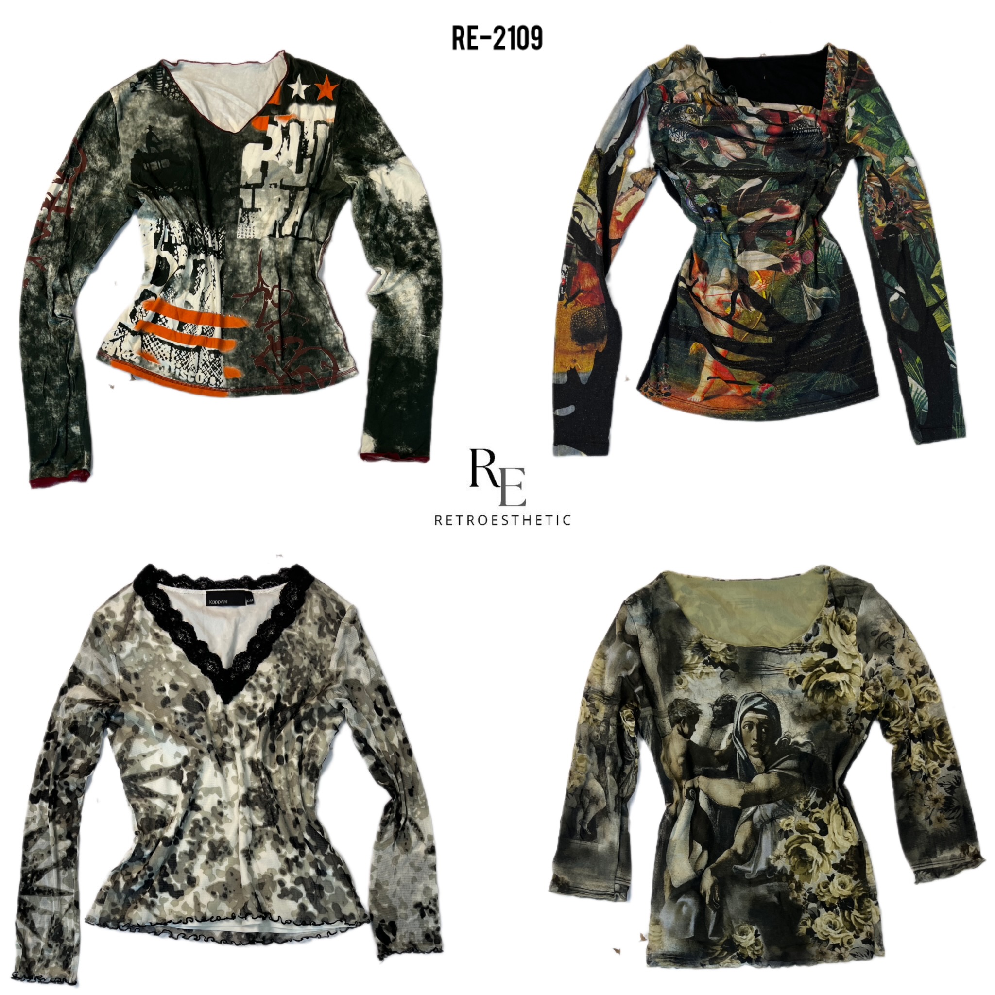 Y2K Forest Vibe Full Sleeve Mesh Mix Tops (RE-2109)