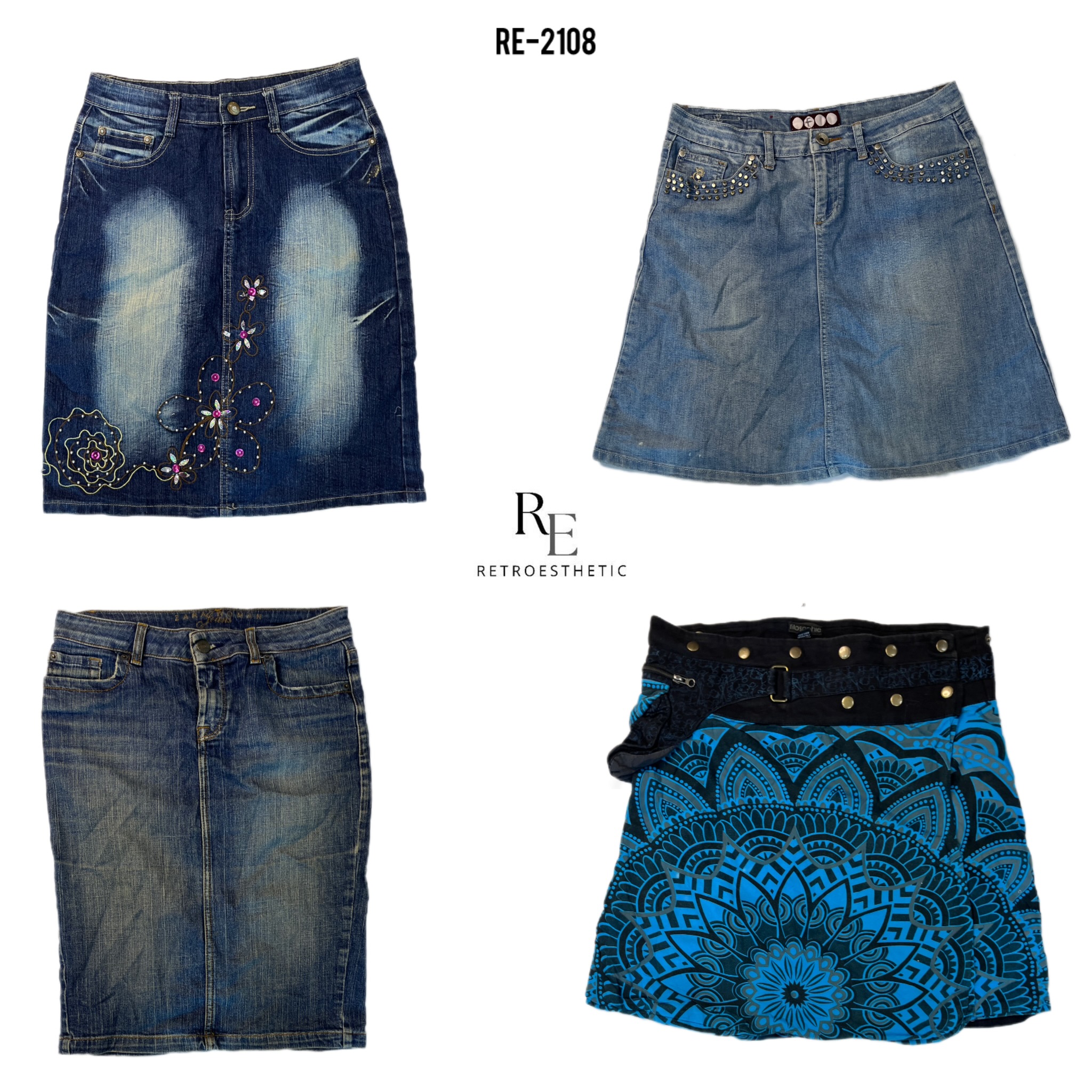 Y2K IT Girl Saia Midi de Jeans (RE-2108)