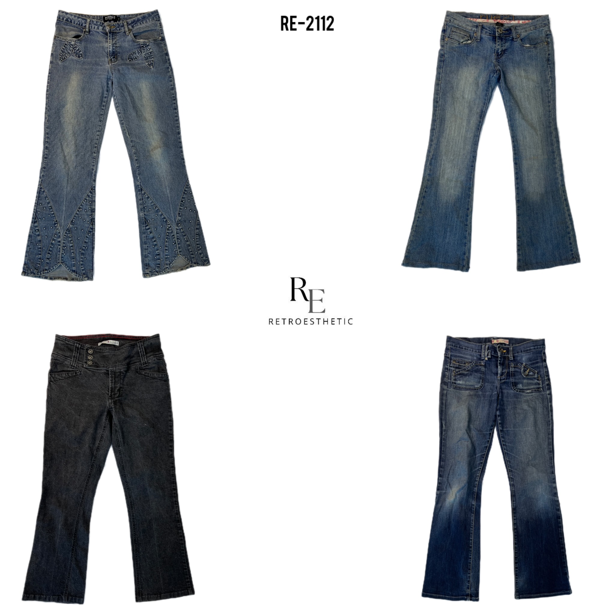 Calças de Jeans Flare Y2K (RE-2112)
