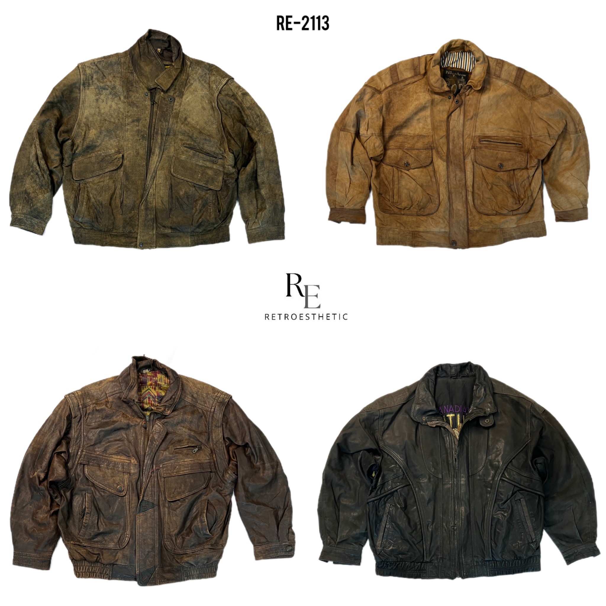 90/s Vibe Y2K Jaqueta Bomber de Couro (Re-2113)