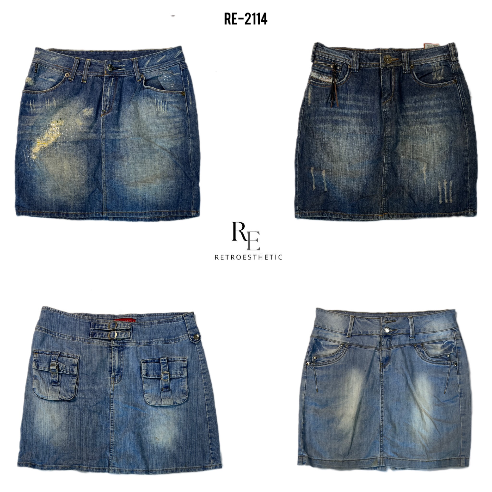 Saia Mini de Denim Y2K IT Girl (RE-2114)