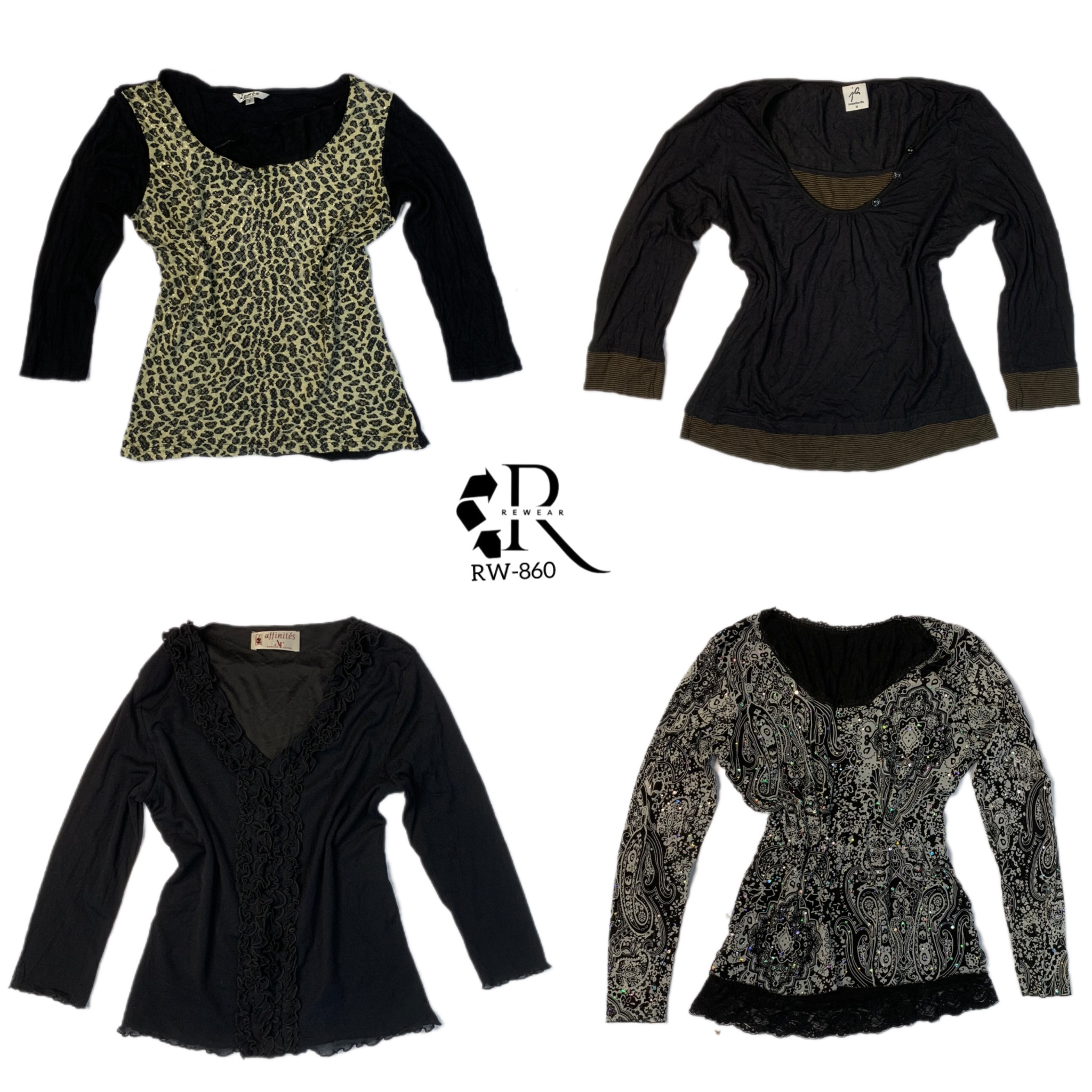 Y2K Black Rave long seelve Tops (860)