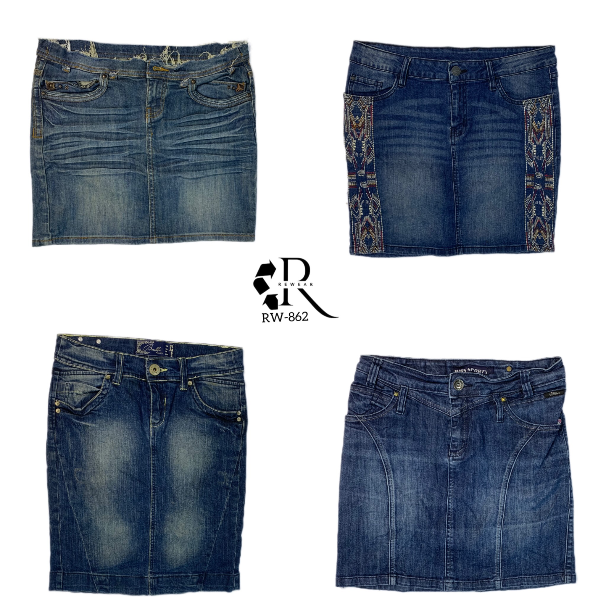 Y2K Denim saias midi únicas (862)