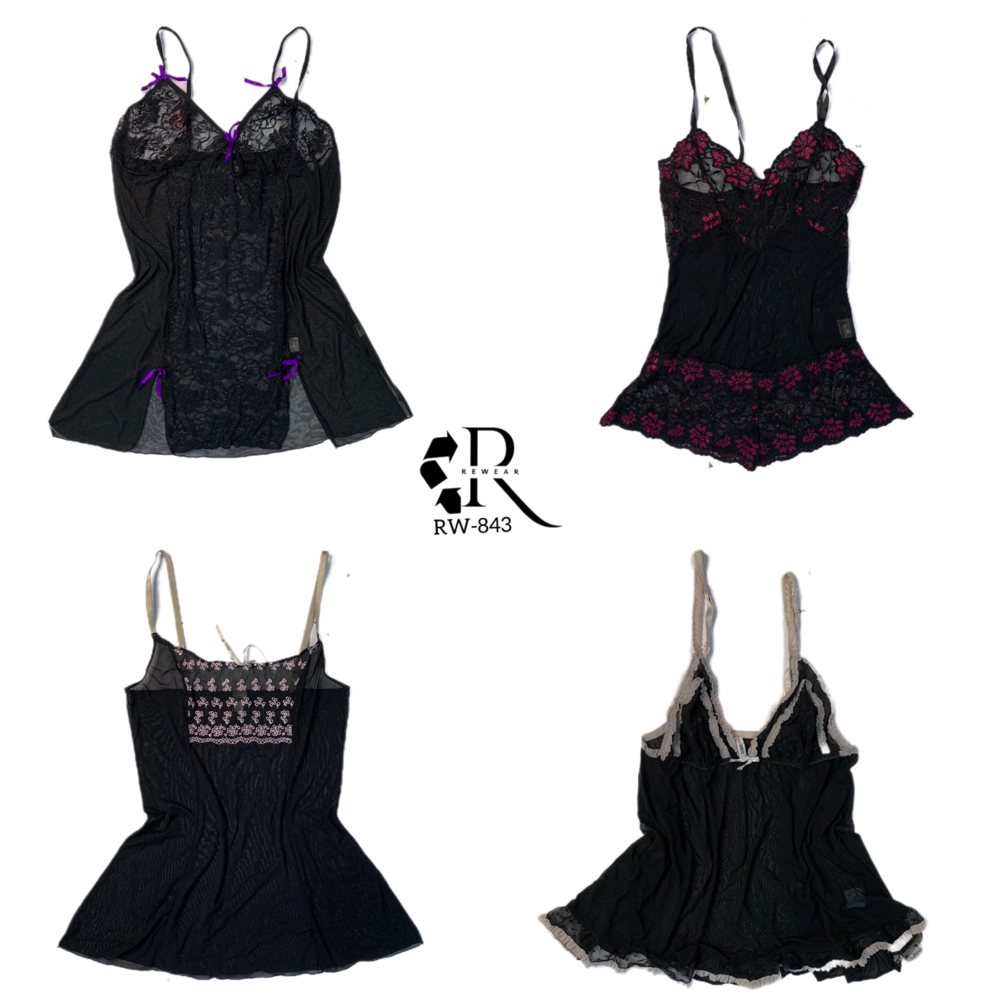 Y2K Black Mesh Cami Tops (RW-843)