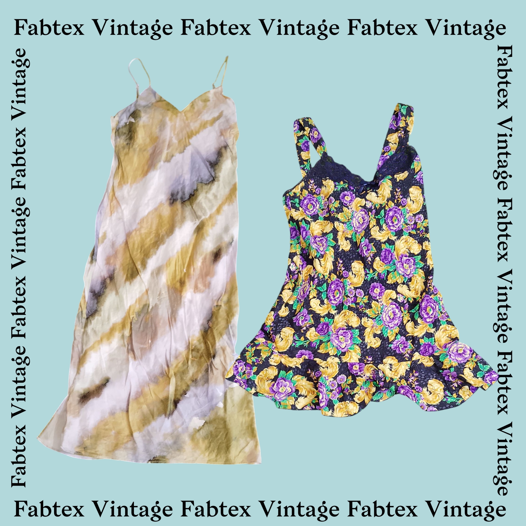 (FV-078) Vestito in seta stampato floreale Y2K