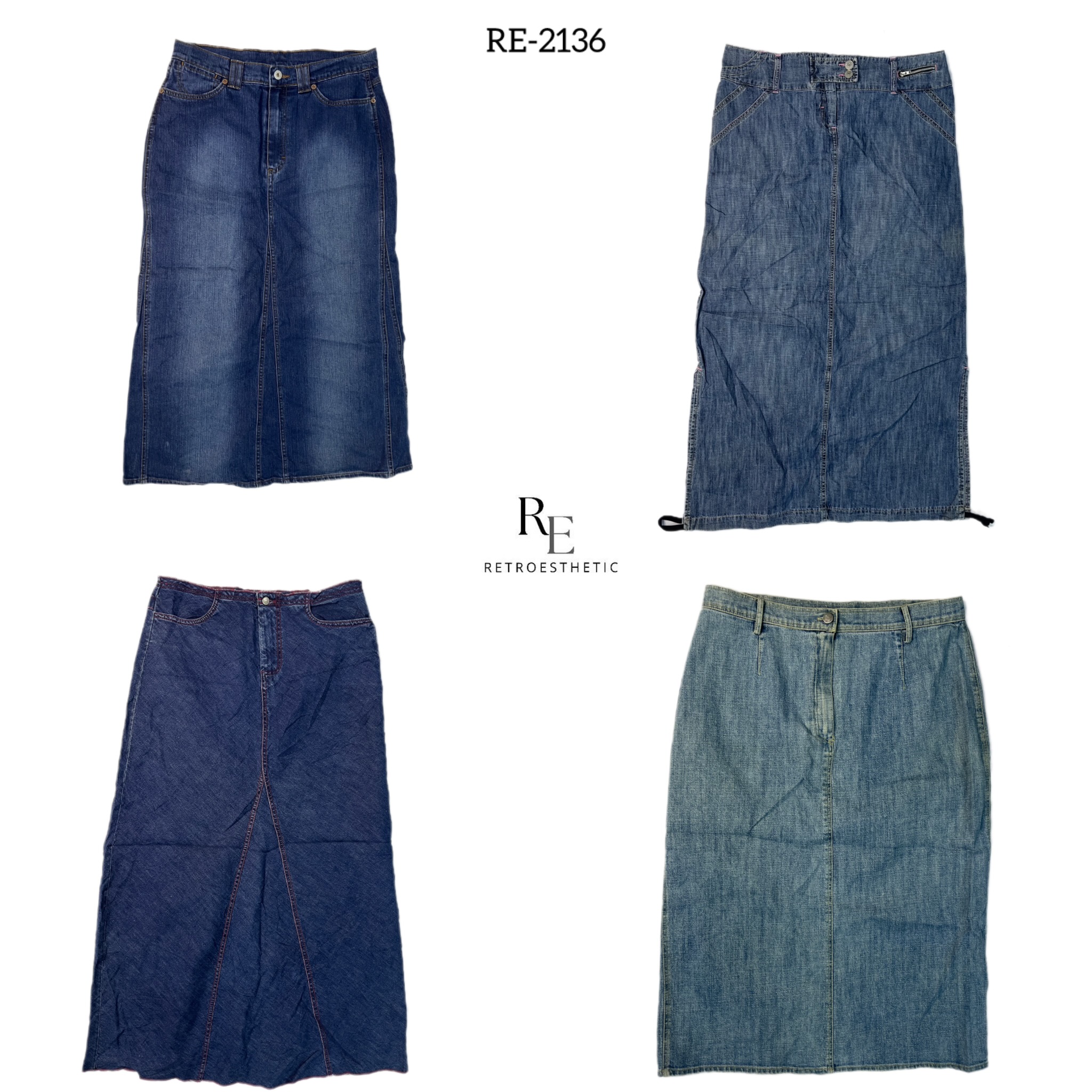 Y2K Britney Era Denim Maxi Skirts (RE-2136)
