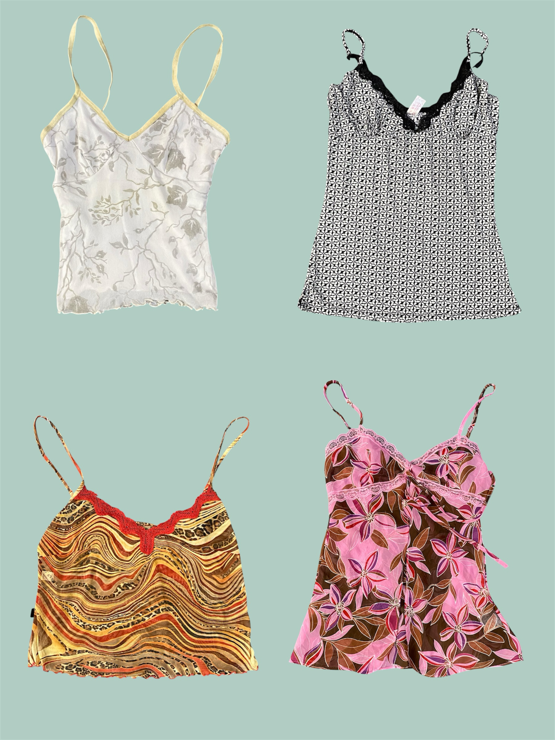 Leopard Print and Lace Cami Tops (TS-1087)