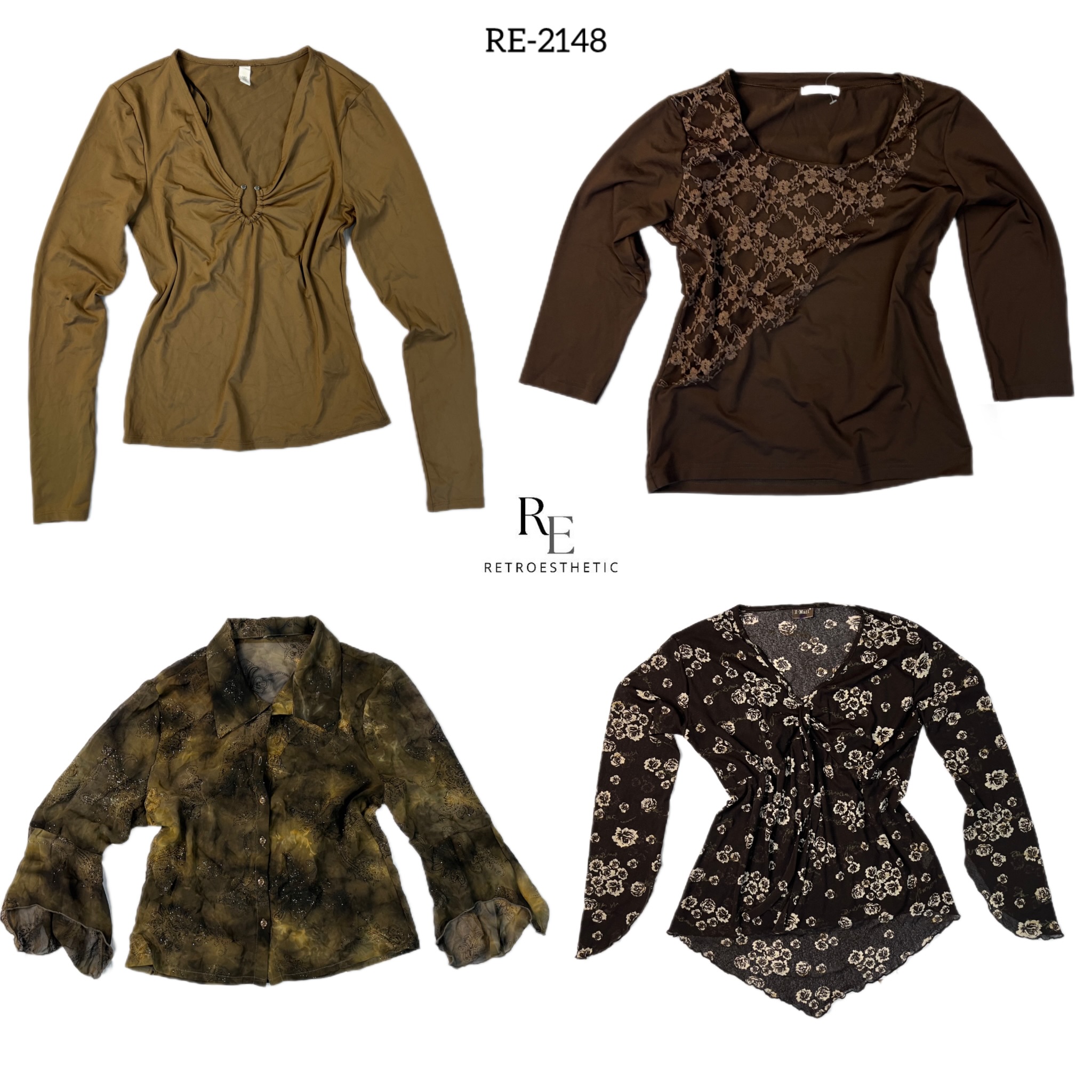 Y2K Brown Grunge Full Sleeve Tops (RE-2148)