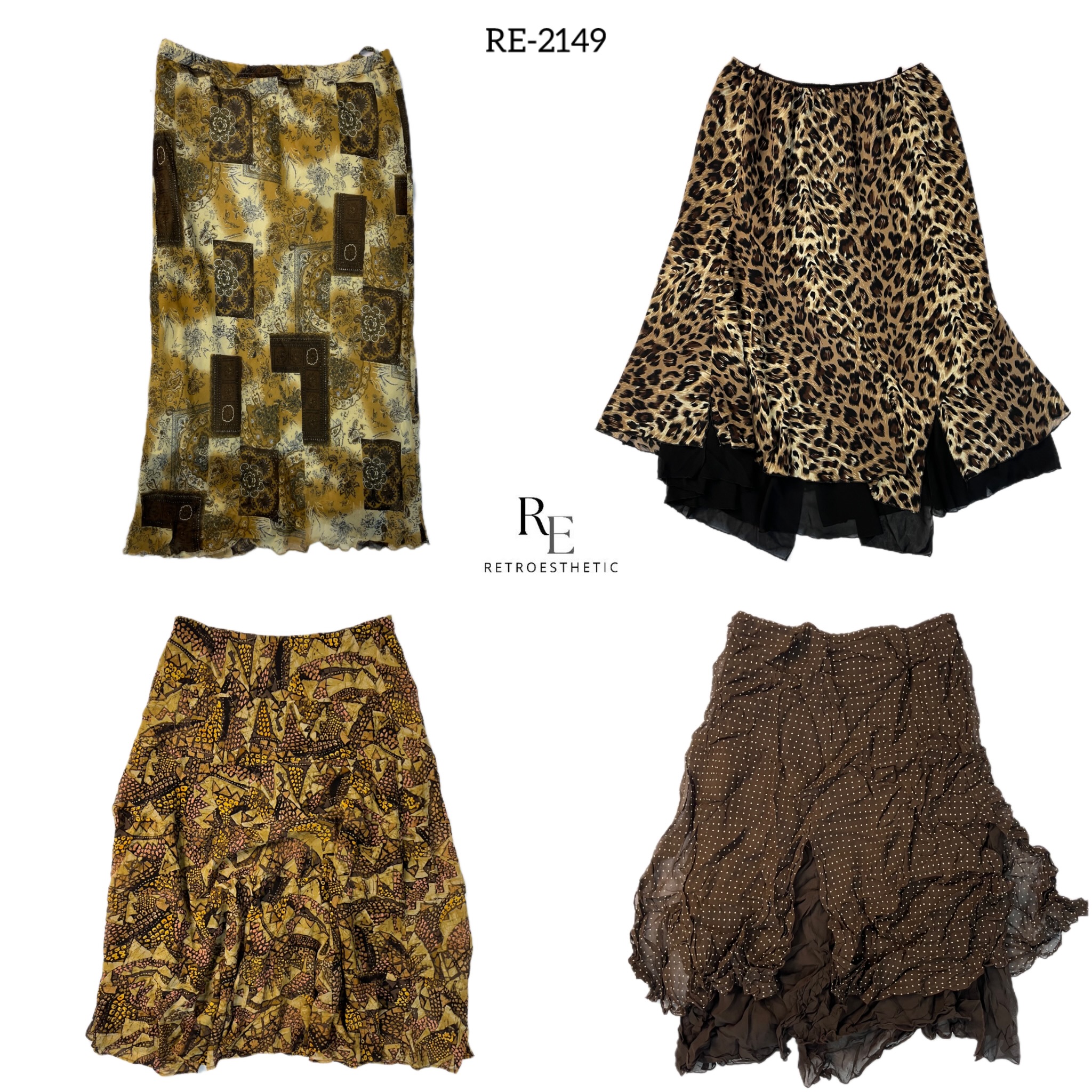 Y2K Earthy Tone Poly Skirts(RE-2149)