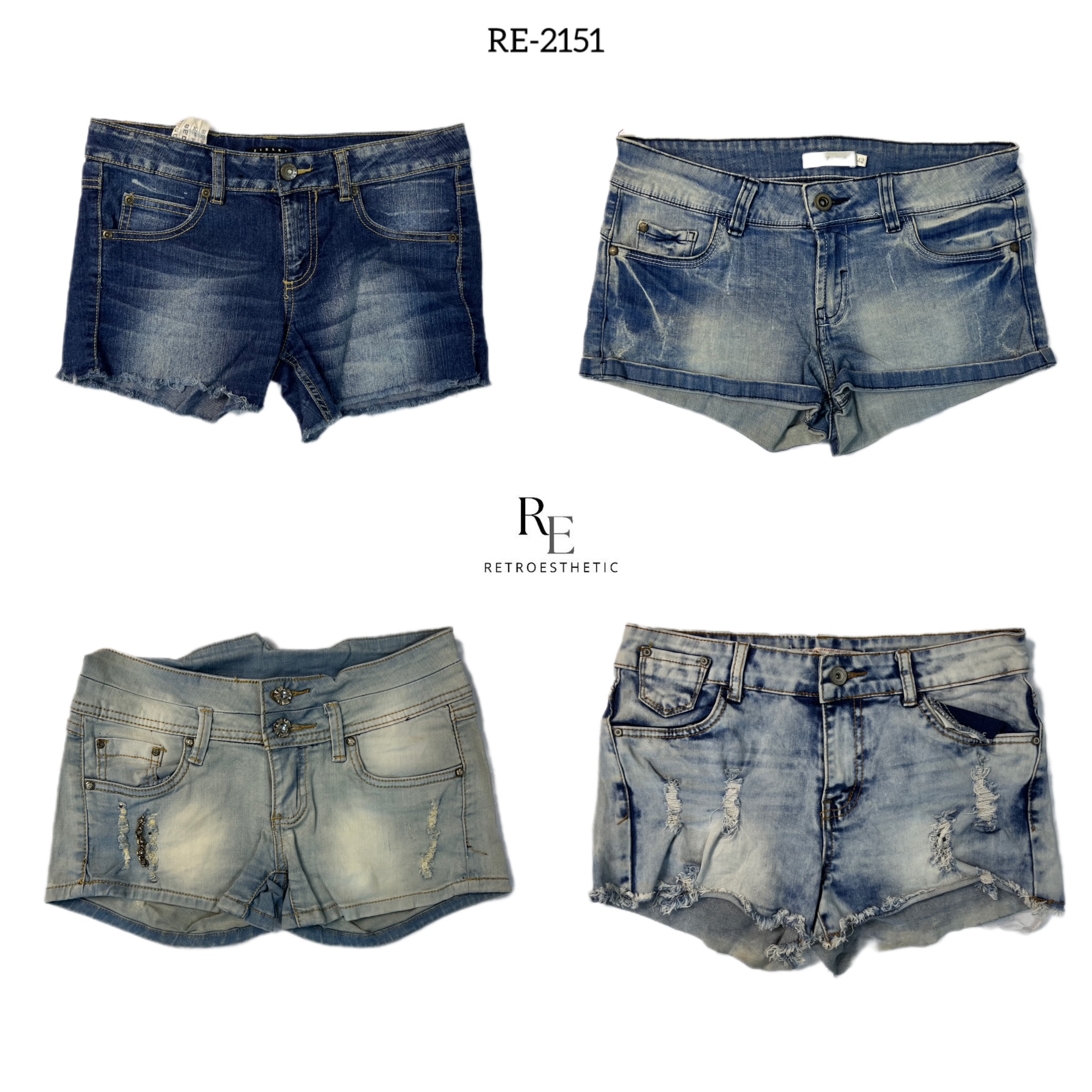 Y2K Retro Style Denim Shorts (RE-2151)