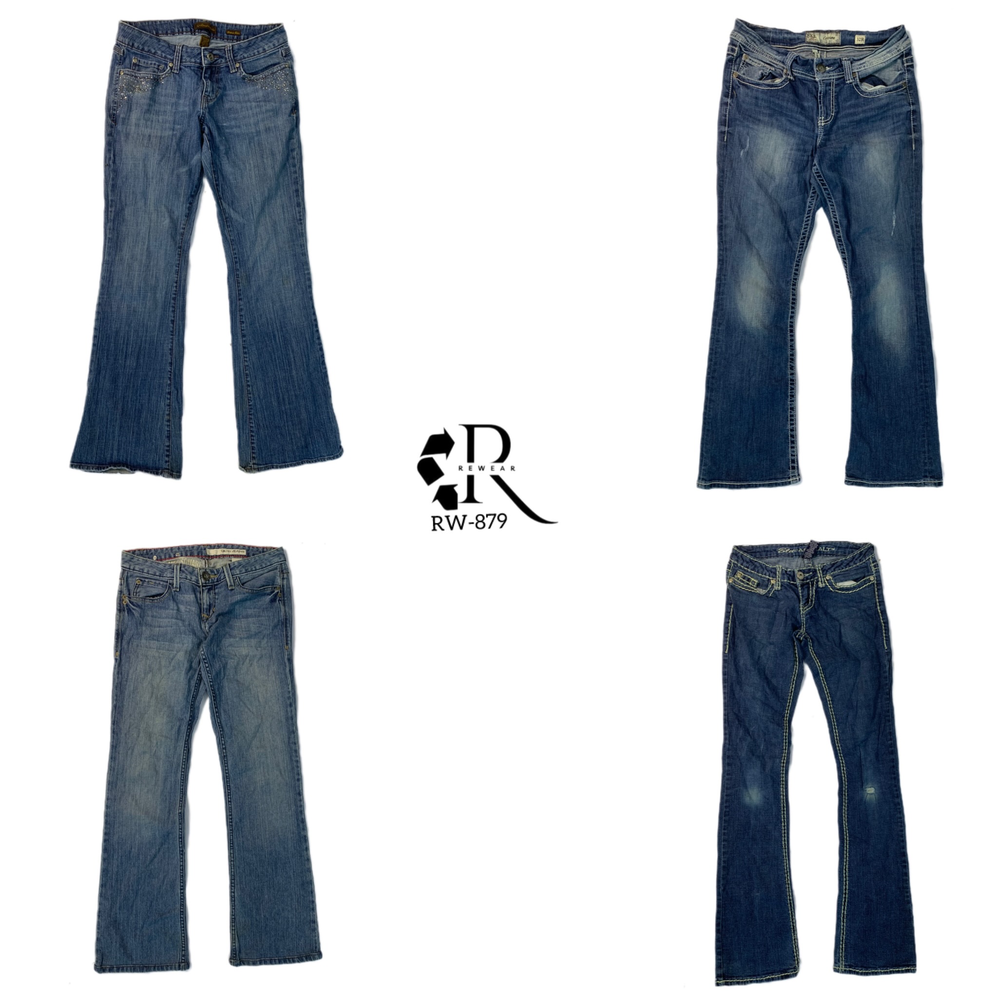 Y2K IT Girl Denim Flared Jeans (Rw-878)