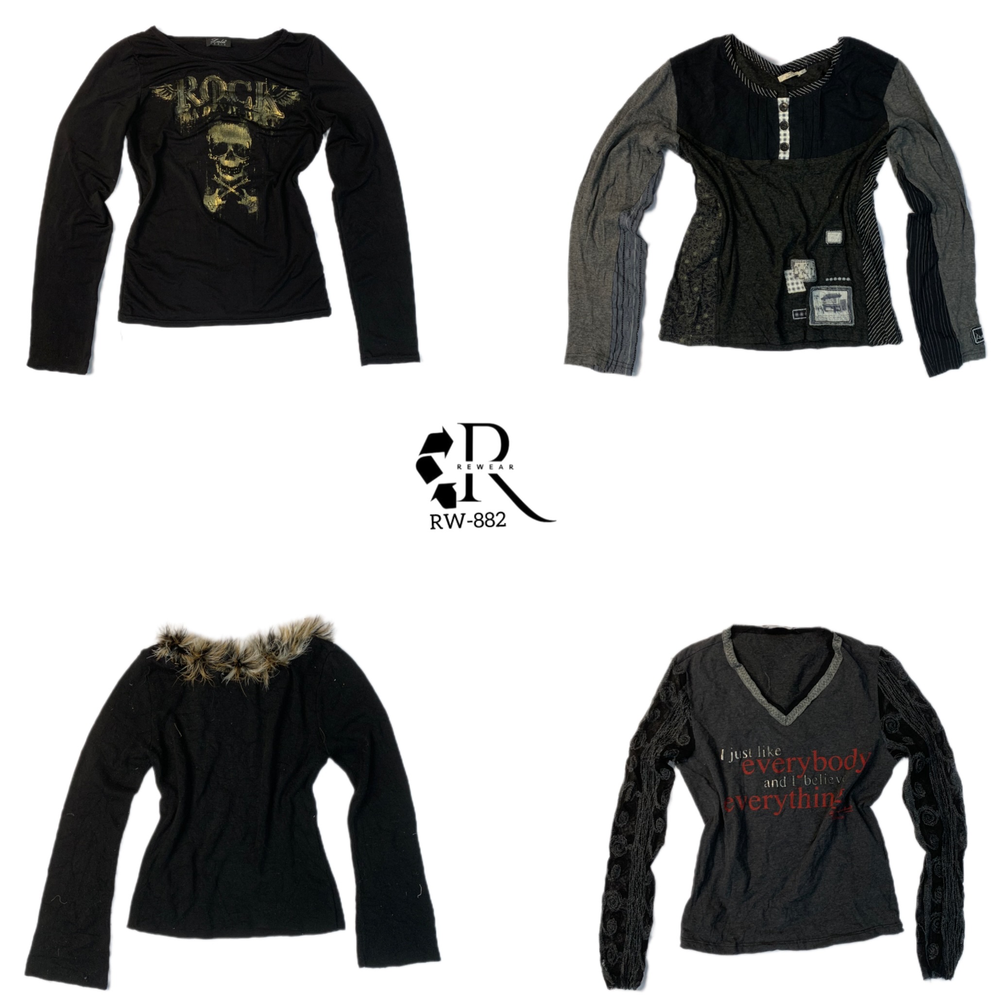 Y2K Black Mesh Full Sleeve Tops (RW-881)