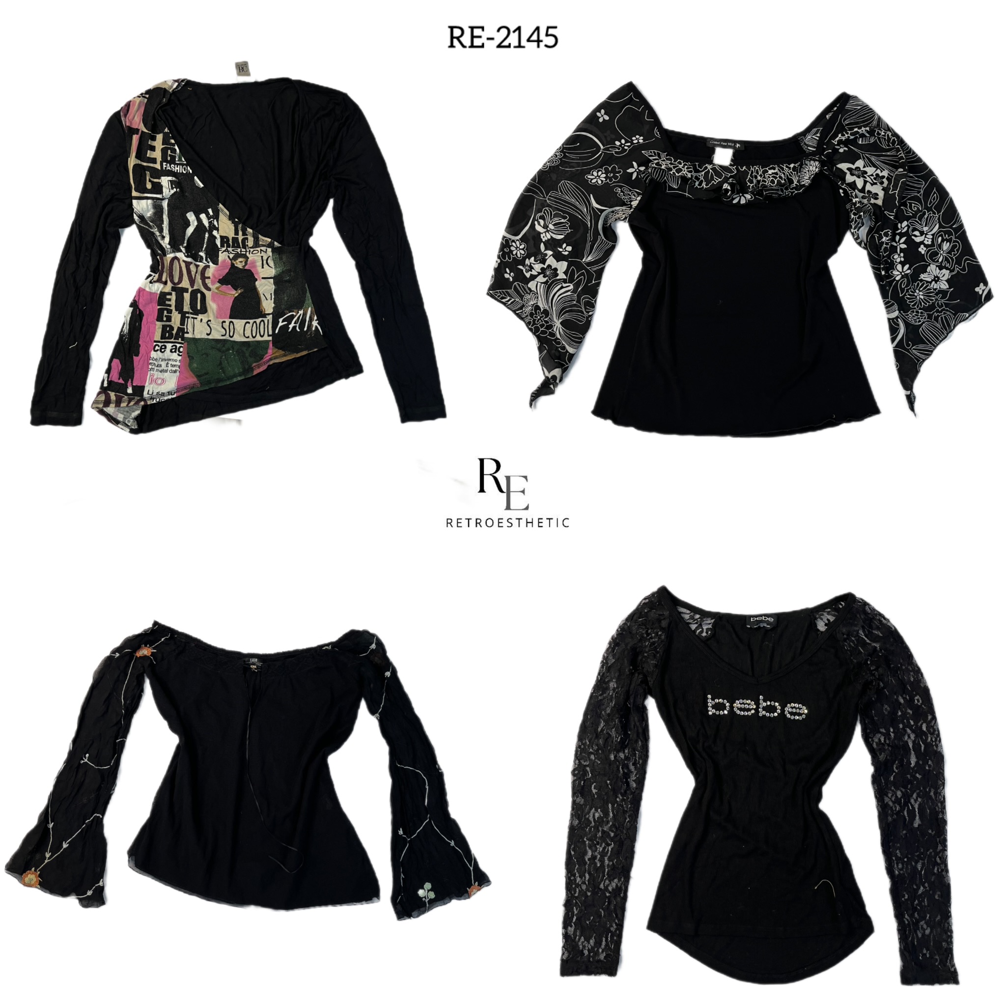 Y2K Black Mesh Full Sleeve tops (Re-2145)